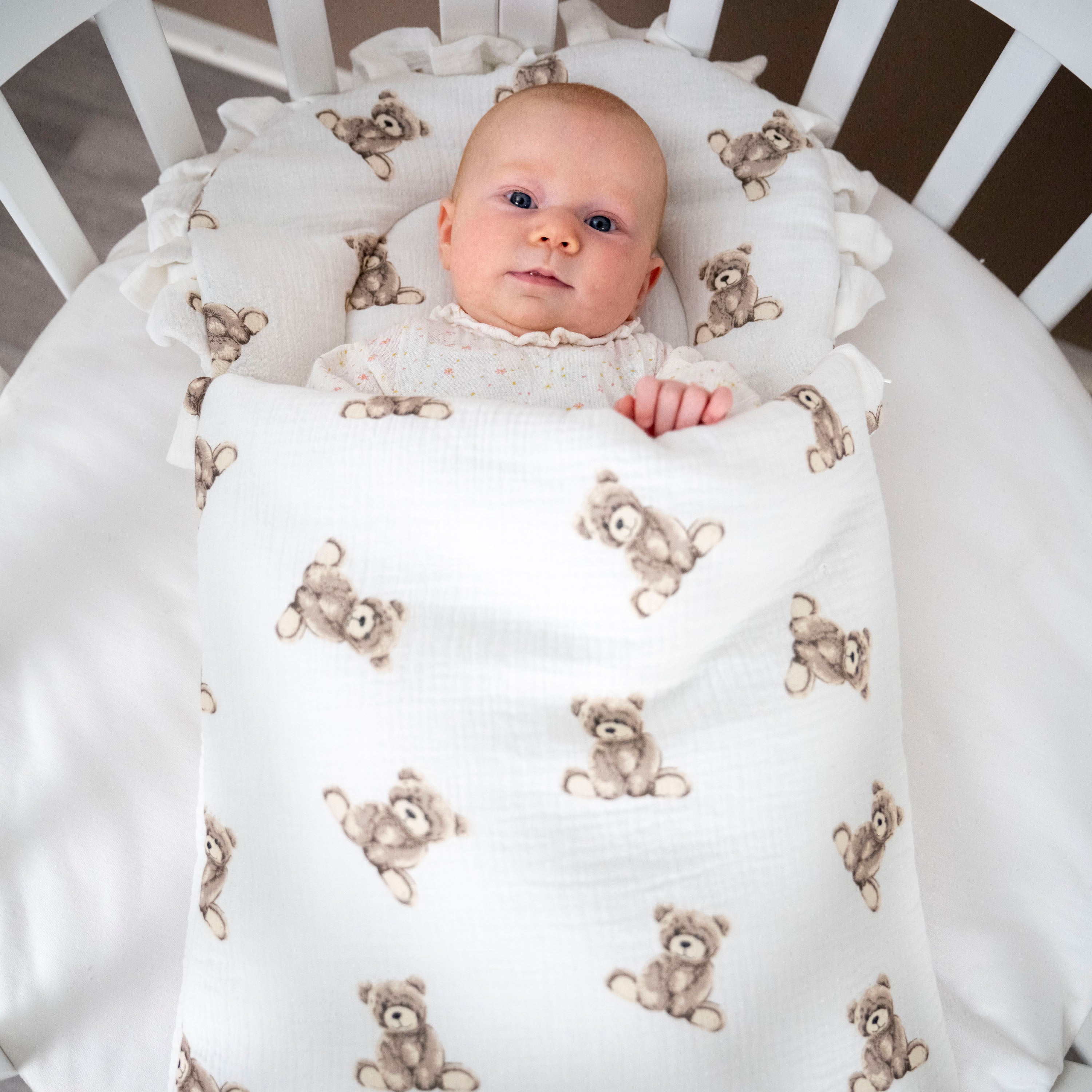 Babyschlafsack Dreamy Musselin Teddybär – süßer Ganzjahresschlafsack - Babyschlafsack