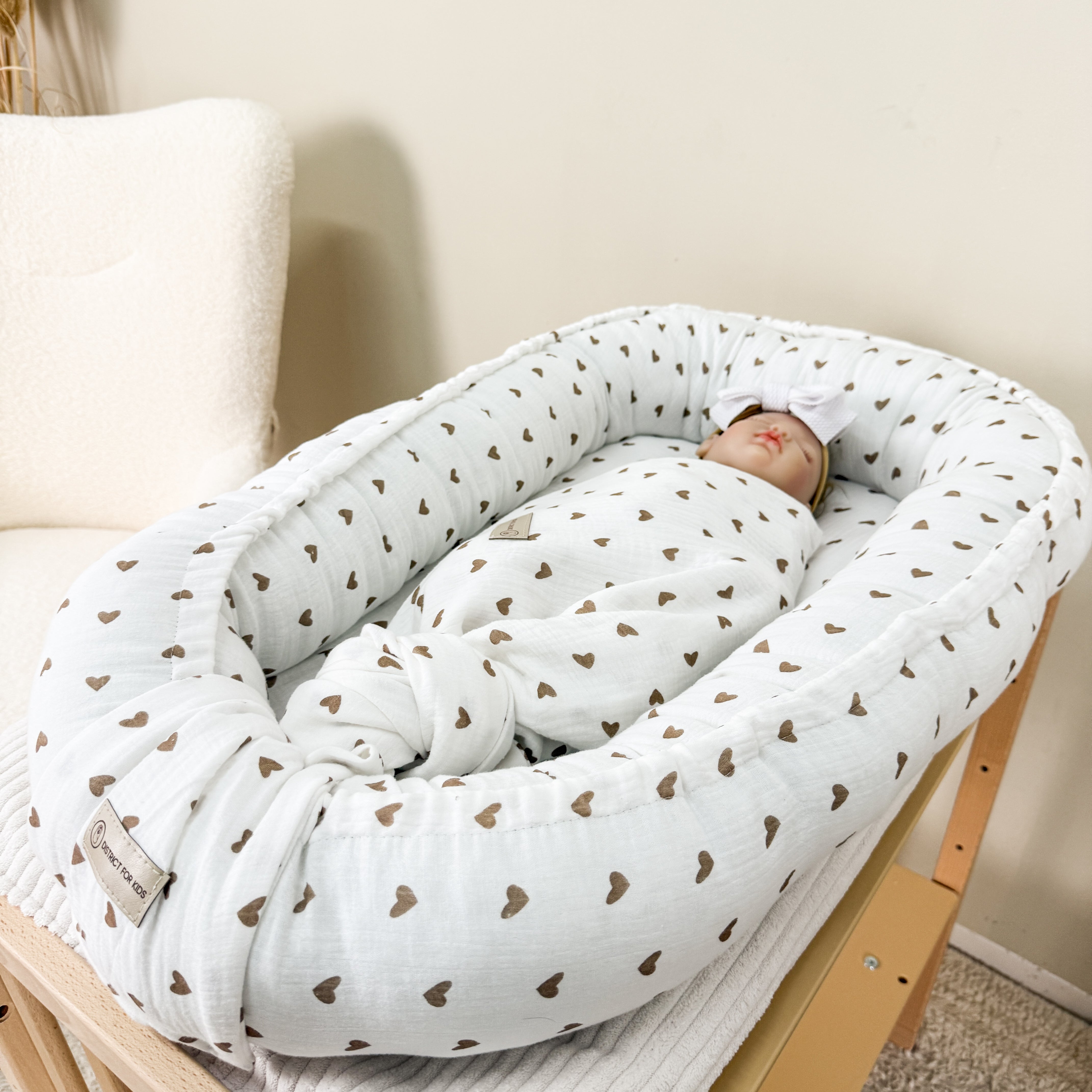 Decke Musselin Herzen braun - Mulltuch Schmuse- & Puckdecke - Herzen braun - Bettdecke