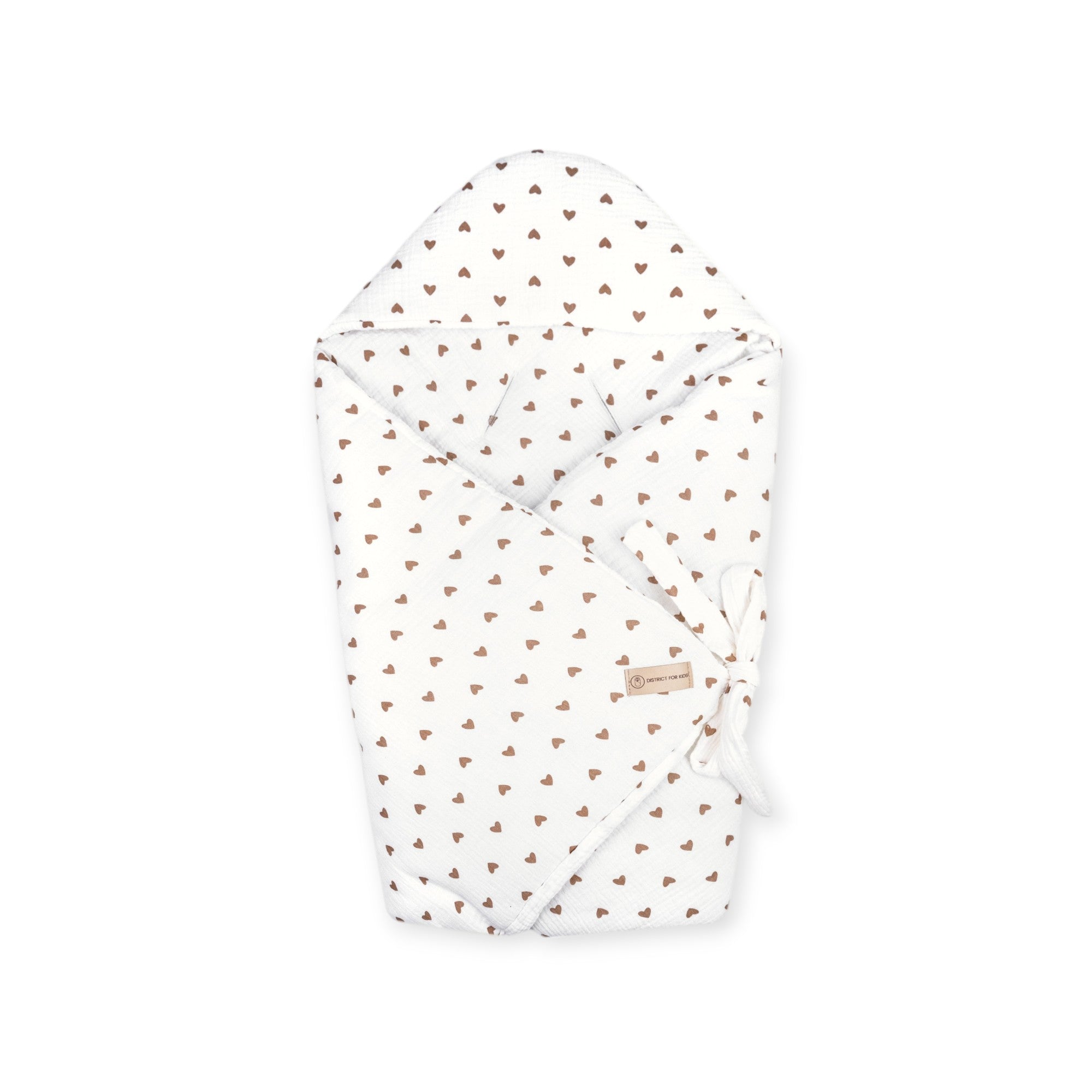 Einschlagdecke Musselin Herzen braun – Perfekt für jede Autoschale - Einschlagdecke Autoschale