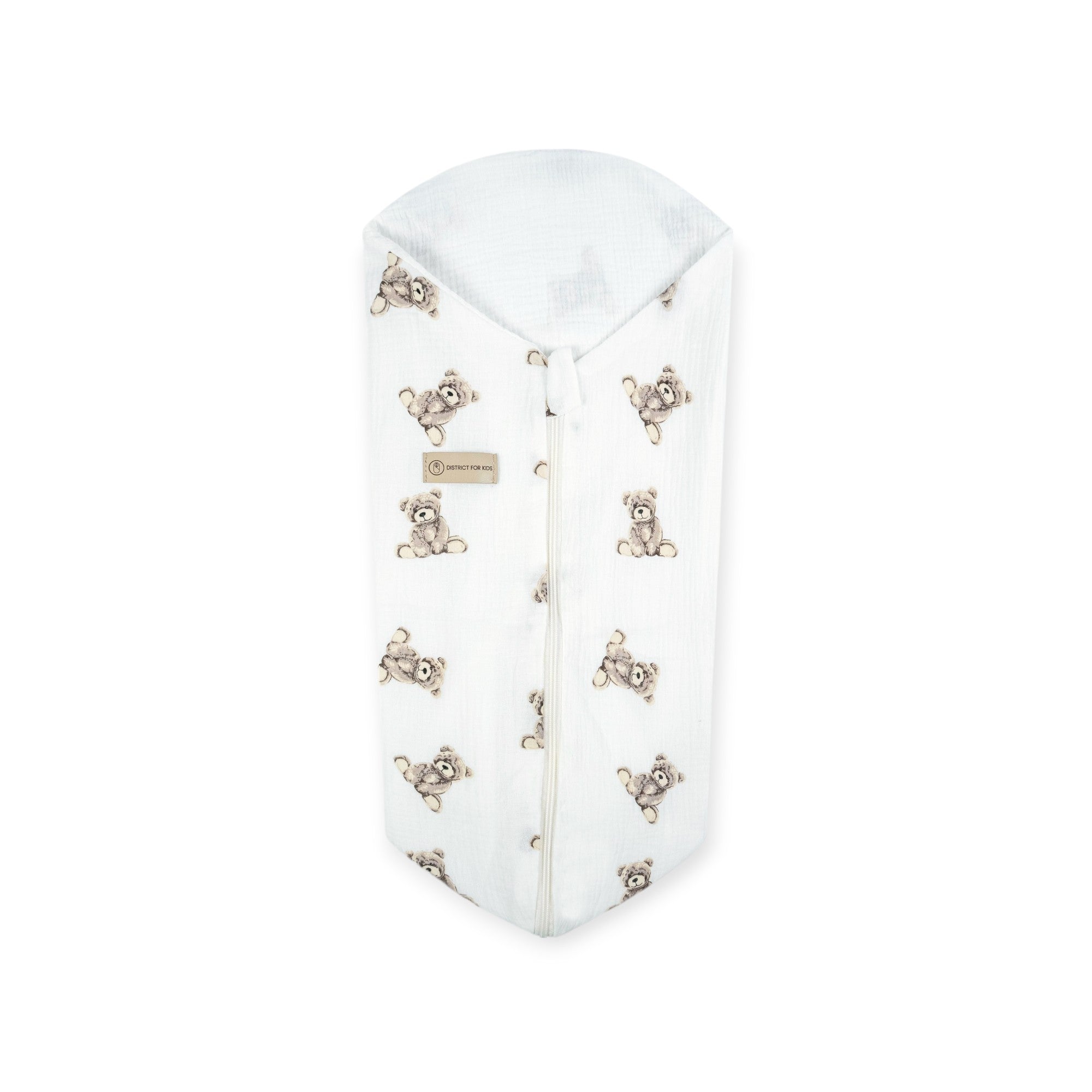 Pucksack Musselin Teddybär mitwachsend – Ganzjahres Babyschlafsack ab Geburt - 80 cm / 0.5 TOG - Pucksack