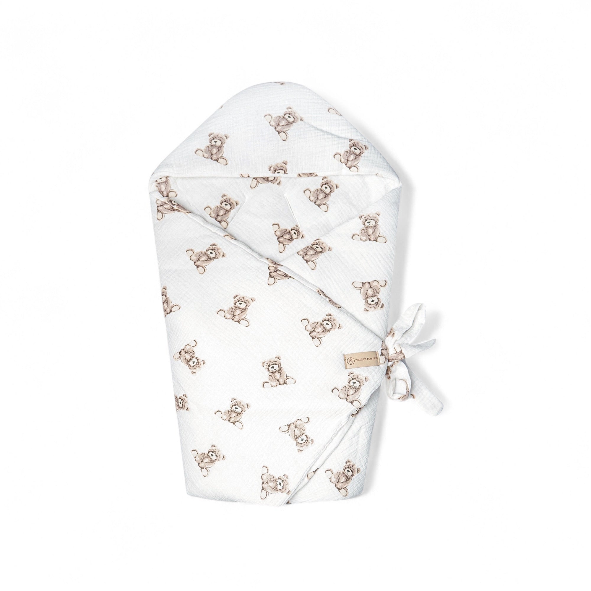 Einschlagdecke Musselin Teddybär – Perfekt für Autoschale Ganzjährig - Teddybär / 0.5 TOG - Einschlagdecke Autoschale