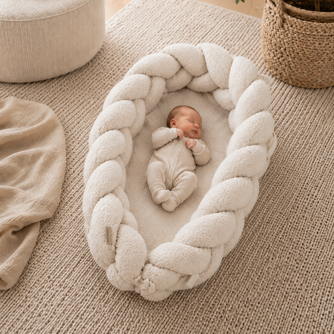 Babynest & Bettschlange 2 in 1 | Teddystoff Boucle District for Kids