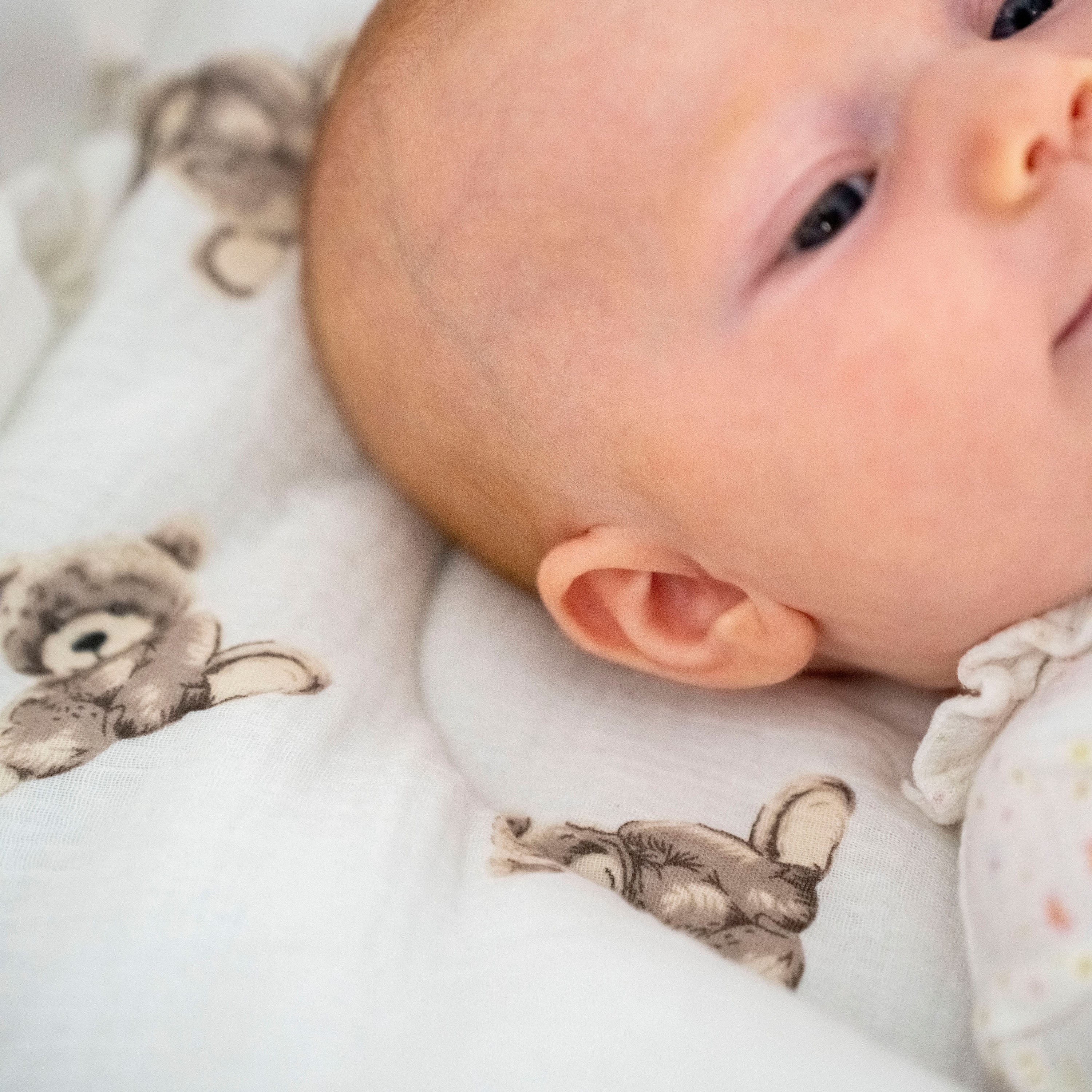 Babyschlafsack Dreamy Musselin Teddybär – süßer Ganzjahresschlafsack - Babyschlafsack