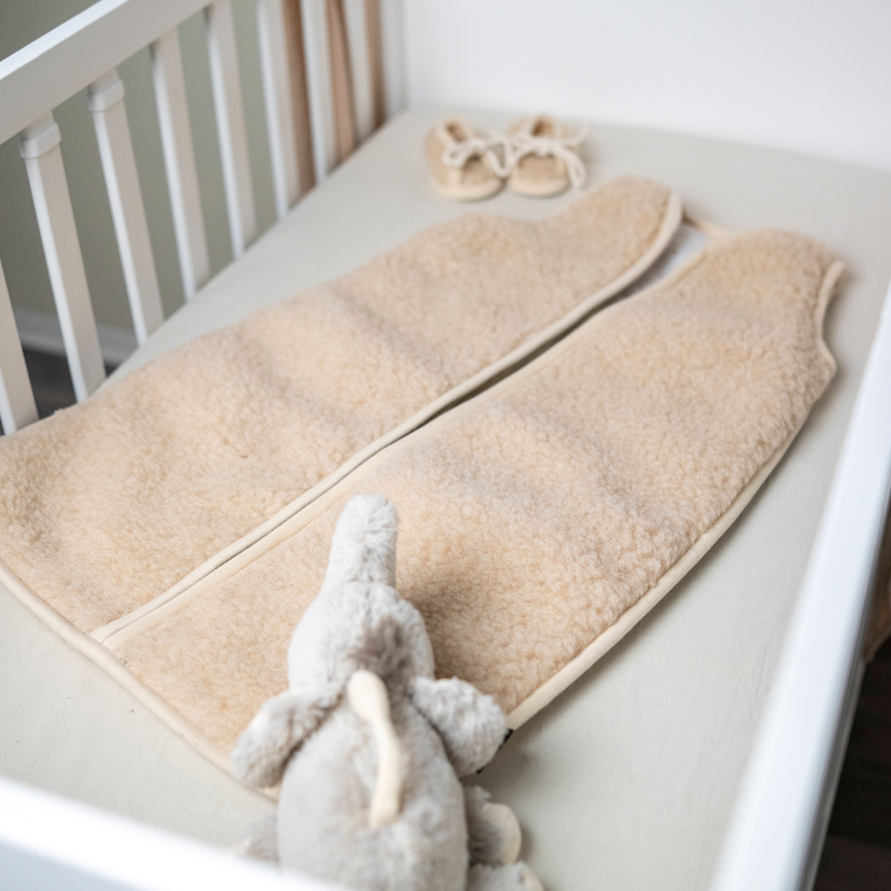Babyschlafsack Merinowolle Wollwalk - natürlich warm & kuschelig - Beige / 70 cm / 3.5 TOG - Babyschlafsack