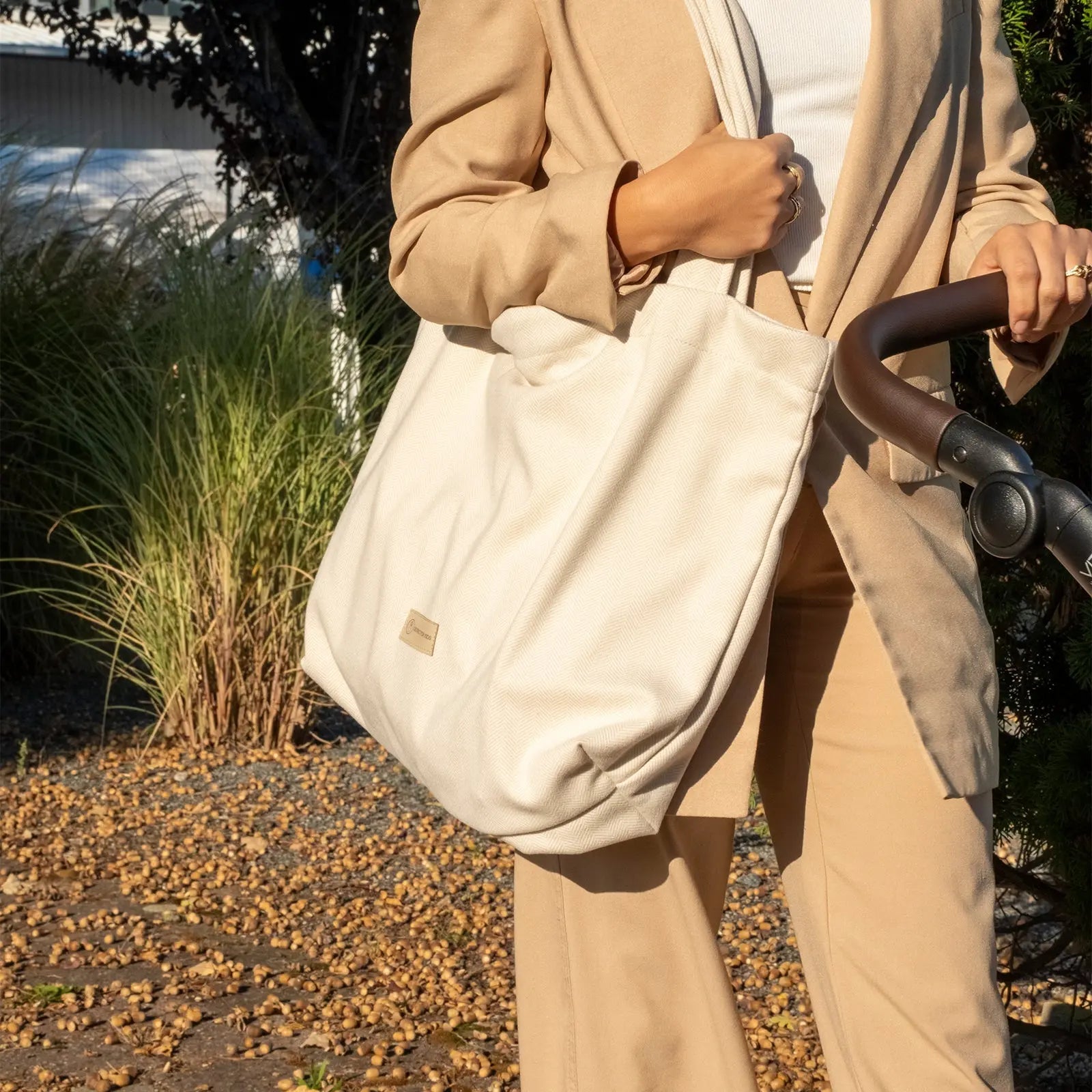 Shopper Mom Bag Kaschmir- Ideal für den Alltag Kinderwagen Cross Shoulder - Beige - Wickeltasche