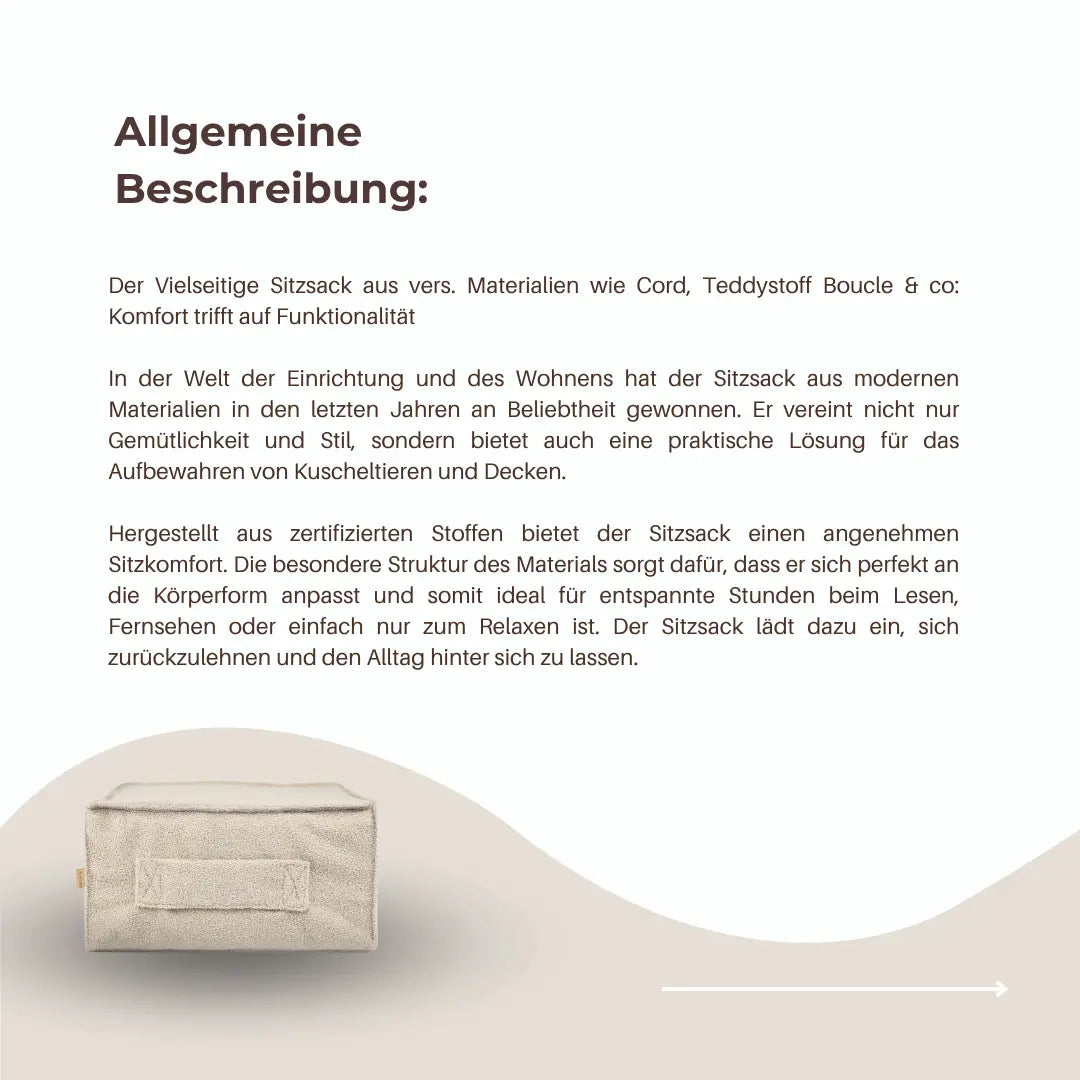 Sitzsack Cube Cord mit Stauraum | Hide and Seat District for Kids