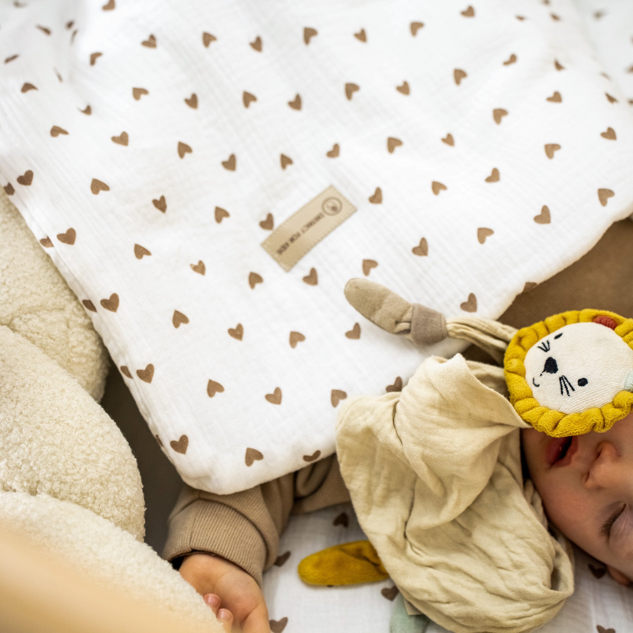 Bettwäsche gebrauchsfertig Musselin Herzen braun – Weich & Atmungsaktiv - Bettwäsche