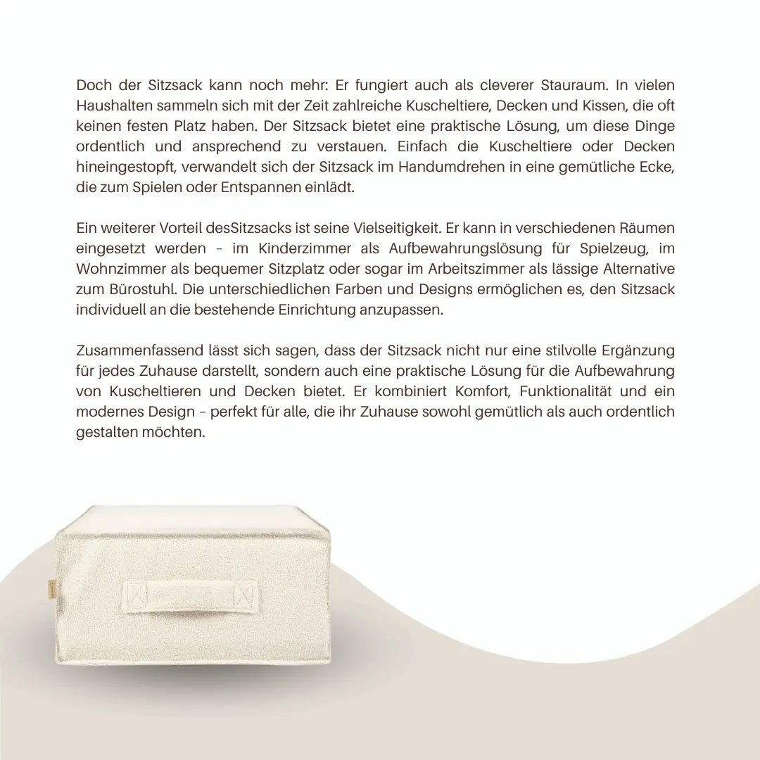 Sitzsack Cube Cord mit Stauraum | Hide and Seat District for Kids