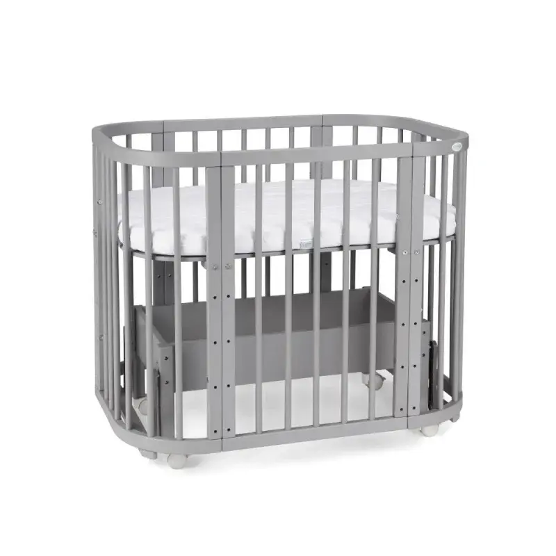 Babybett 5-in-1 – Ein Bett für viele Jahre - mitwachsend | Quadratische Form - Grau - Babybett