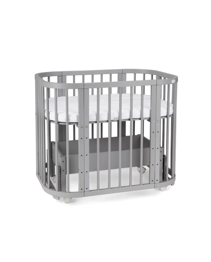 Babybett 5-in-1 – Ein Bett für viele Jahre - mitwachsend | Quadratische Form - Grau - Babybett