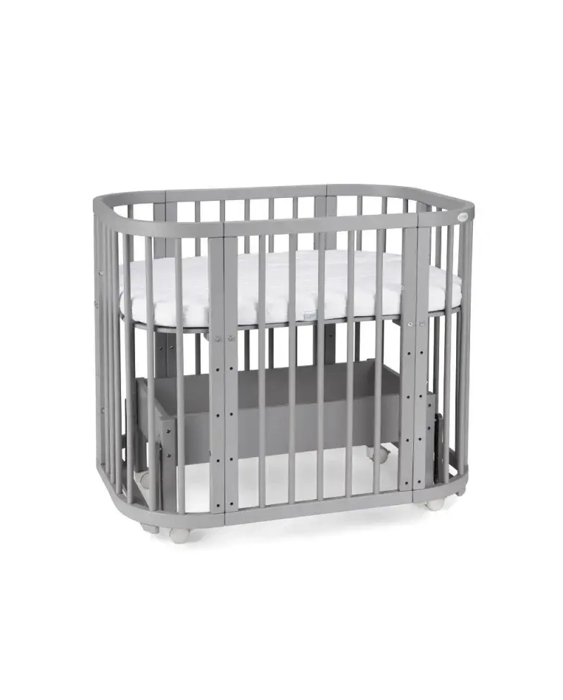 Babybett 5-in-1 – Ein Bett für viele Jahre - mitwachsend | Quadratische Form - Grau - Babybett