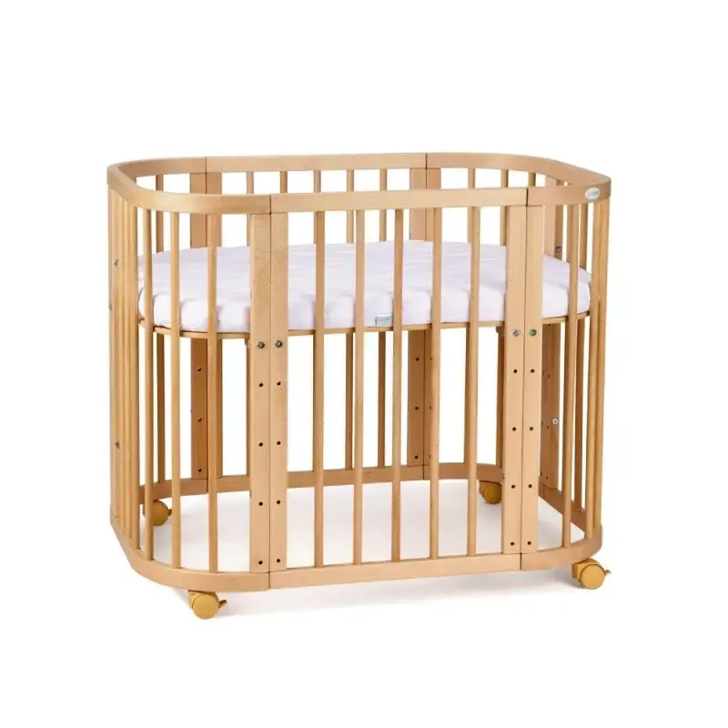 Babybett 5-in-1 – Ein Bett für viele Jahre - mitwachsend | Quadratische Form - Natur - Babybett