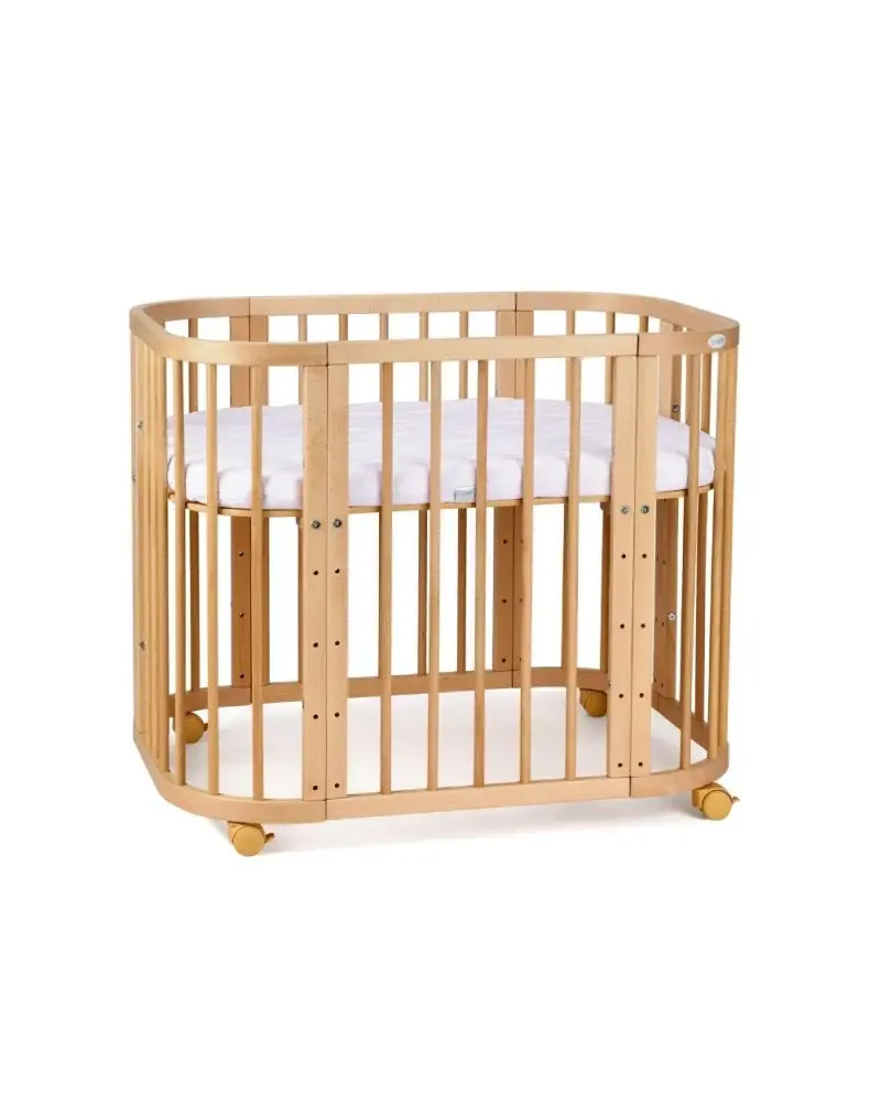 Babybett 5-in-1 – Ein Bett für viele Jahre - mitwachsend | Quadratische Form - Natur - Babybett