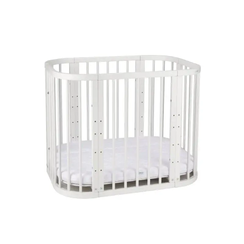 Babybett 5-in-1 – Ein Bett für viele Jahre - mitwachsend | Quadratische Form - Weiß - Babybett