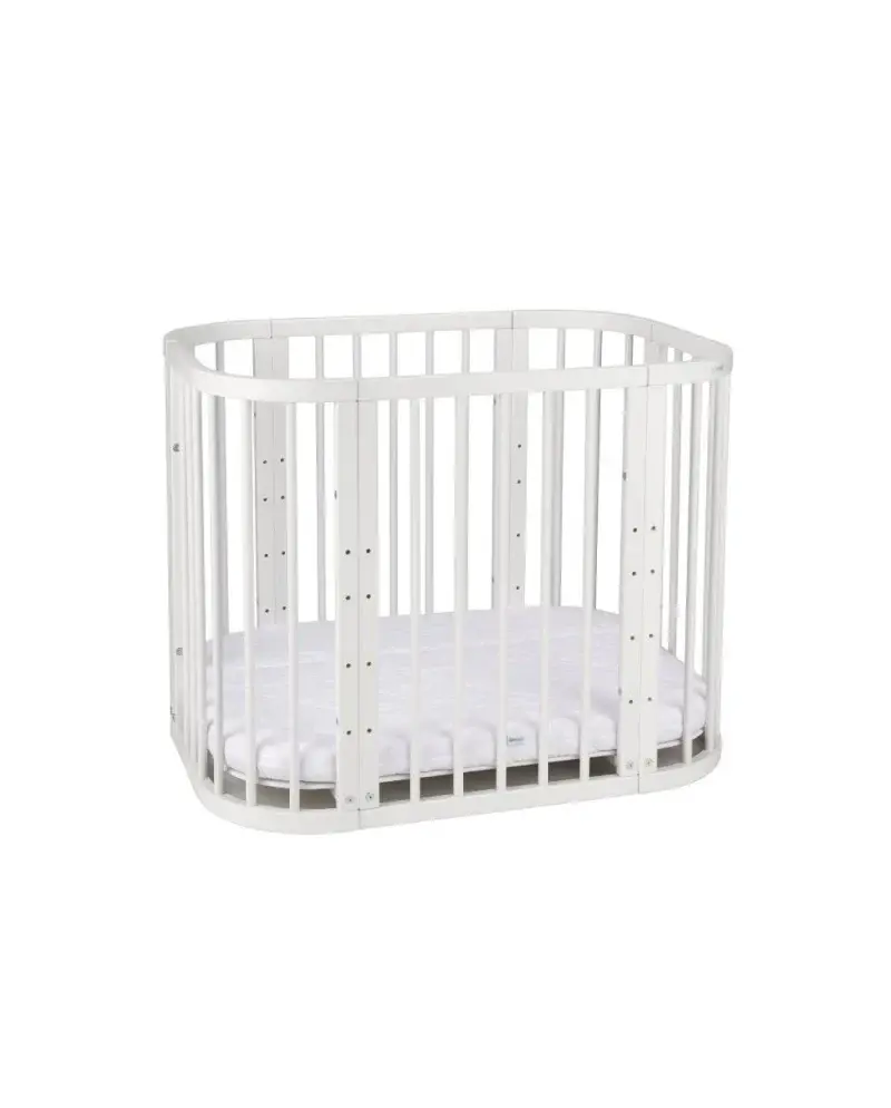 Babybett 5-in-1 – Ein Bett für viele Jahre - mitwachsend | Quadratische Form - Weiß - Babybett