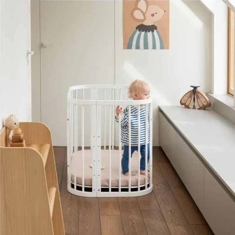 Babybett 5-in-1 – Ein Bett für viele Jahre - mitwachsend | Quadratische Form - Babybett