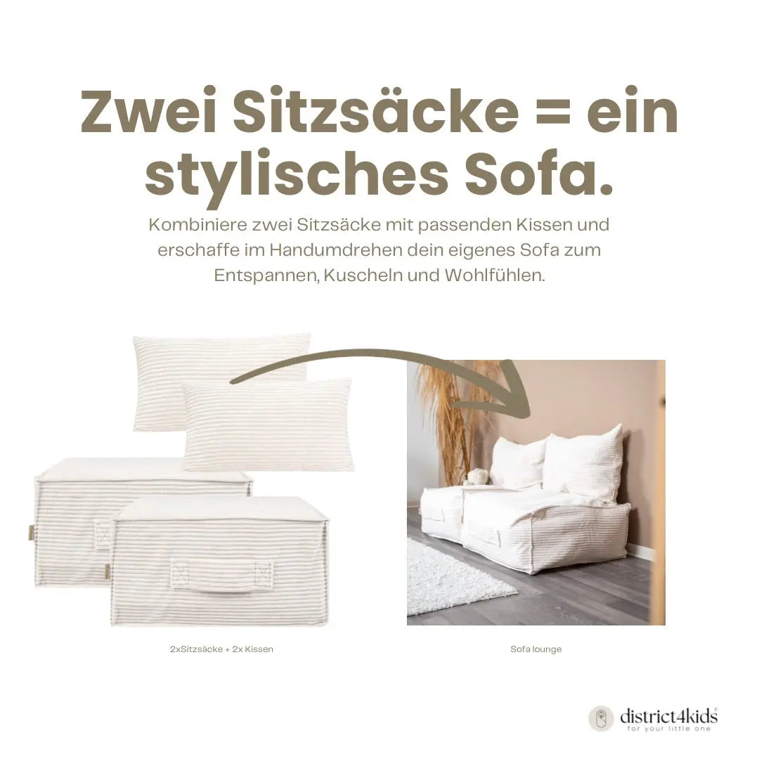 Sitzsack Cube Cord mit Stauraum | Hide and Seat District for Kids
