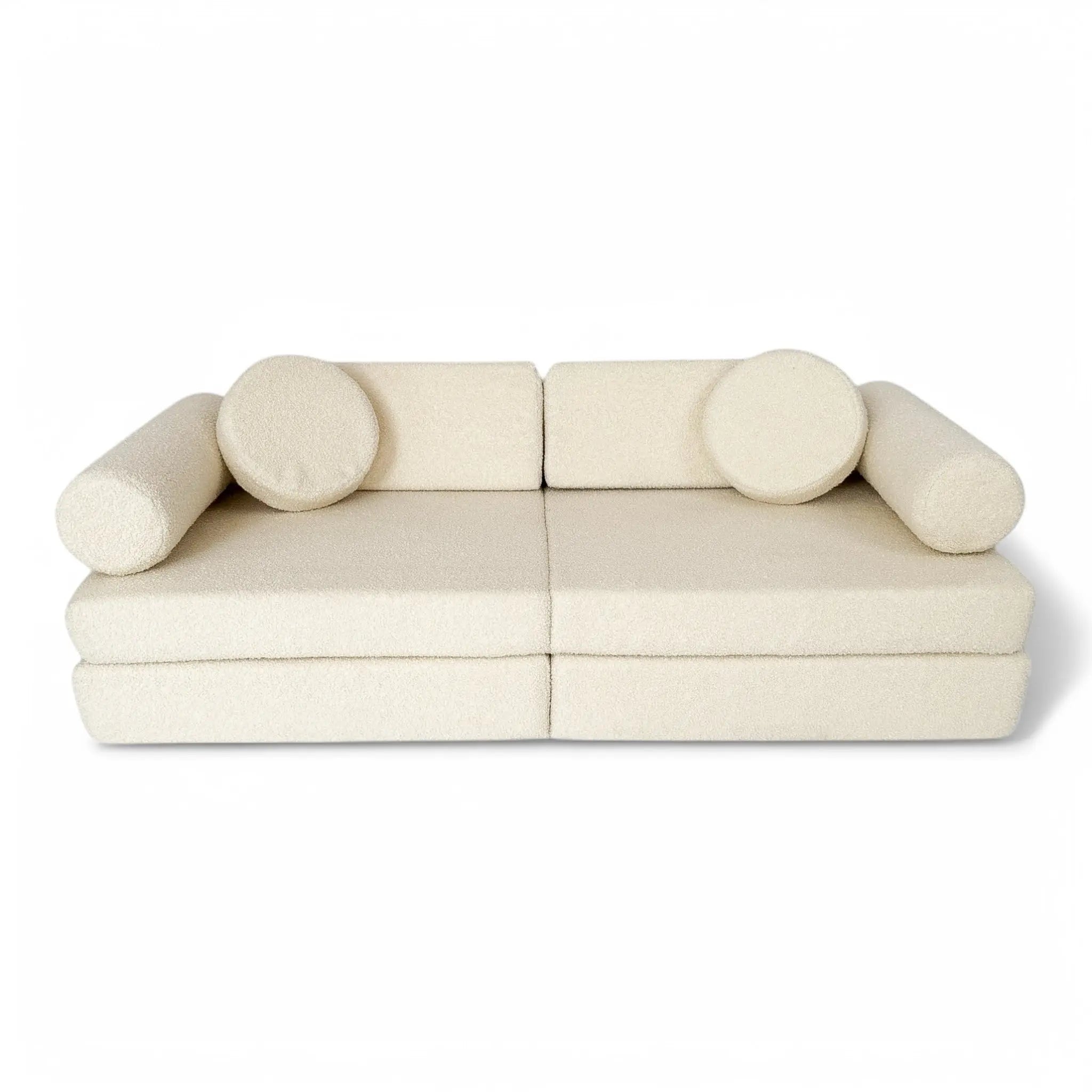 Spielsofa Teddystoff Boucle – Kreativer Spielspaß & Gemütlichkeit - Creme - Spielsofa
