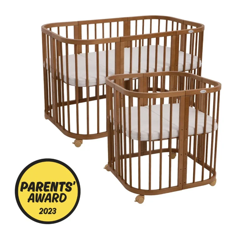 Babybett 7-in-1 – Ein Bett für viele Jahre - mitwachsend | Quadratische Form - Vintage - Babybett