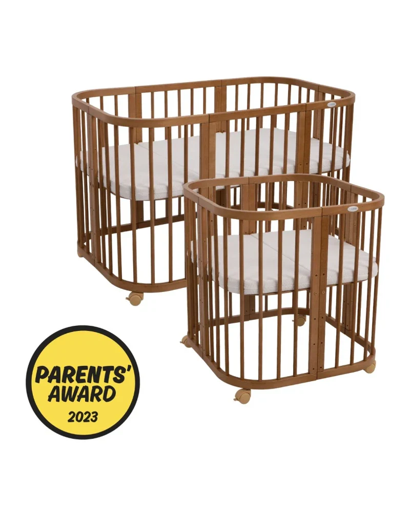 Babybett 7-in-1 – Ein Bett für viele Jahre - mitwachsend | Quadratische Form - Vintage - Babybett