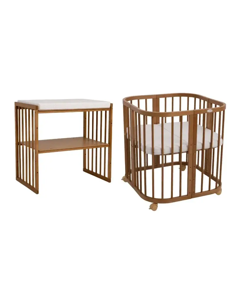 Babybett 7-in-1 – Ein Bett für viele Jahre - mitwachsend | Quadratische Form - Babybett
