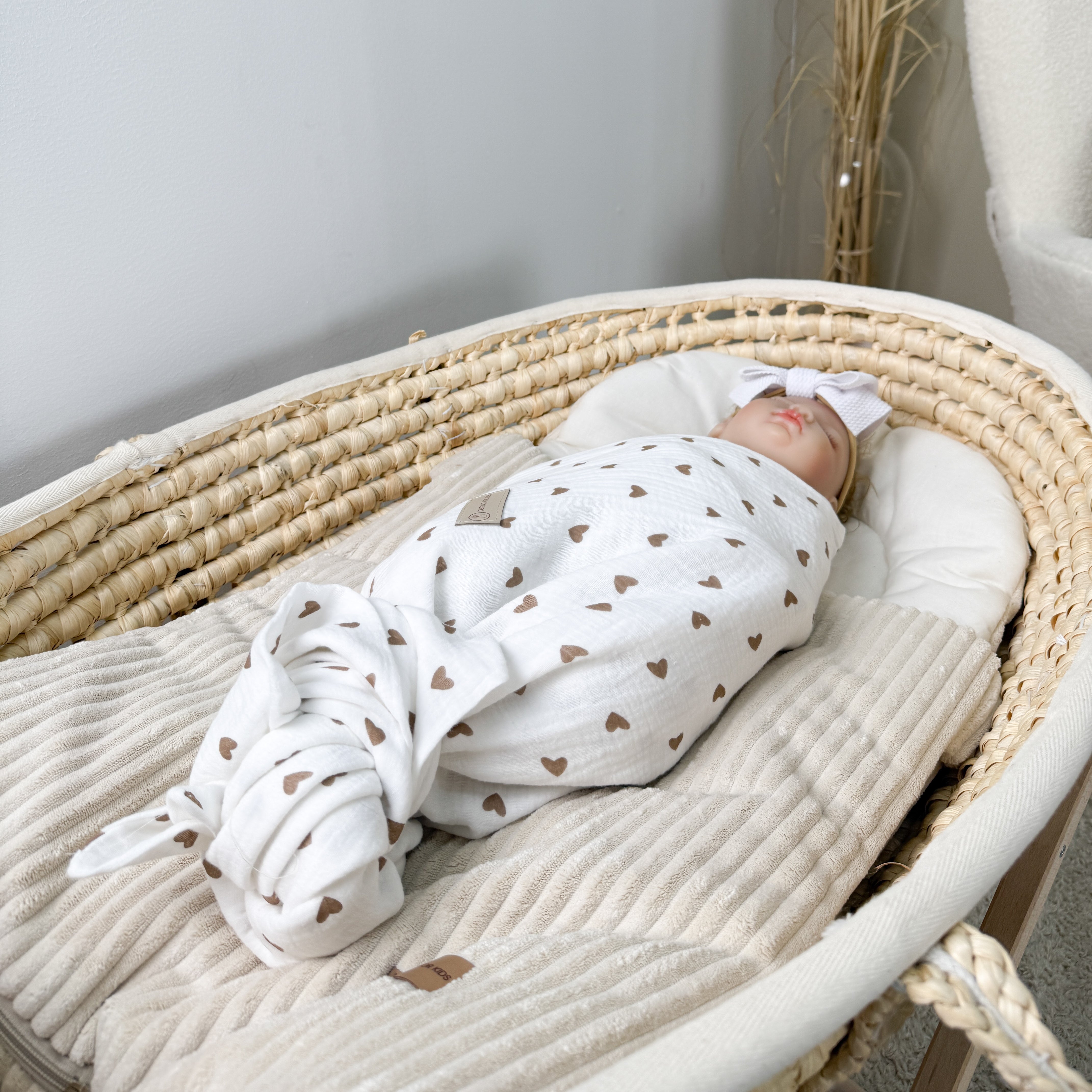 Decke Musselin Herzen braun - Mulltuch Schmuse- & Puckdecke - Herzen braun - Bettdecke