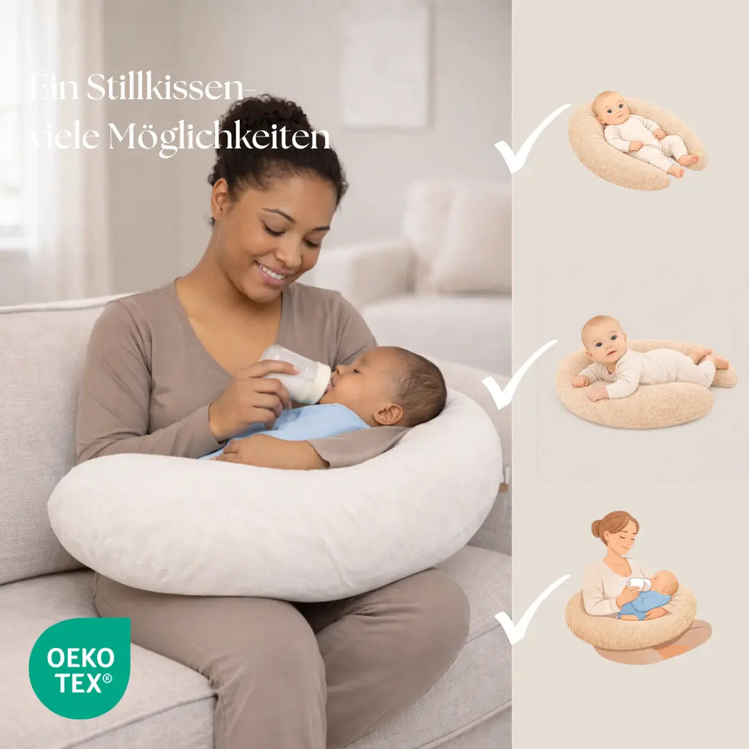 Stillkissen U-Form Bio Baumwolle abnehmbarem Bezug - ergonomisch, Oeko-Tex, Halbmond District for Kids