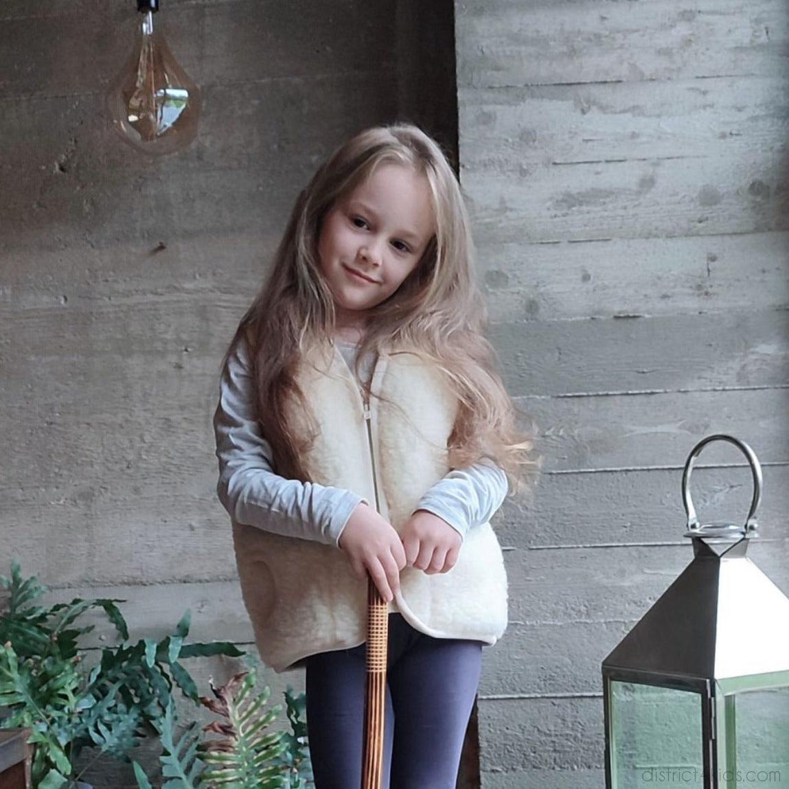 Baby- & Kinderweste Merinowolle Muster Wollwalk | 1-10 Jahre | Beige Zweige-Weste-District for Kids-Beige-1-3 Jahre-District for Kids