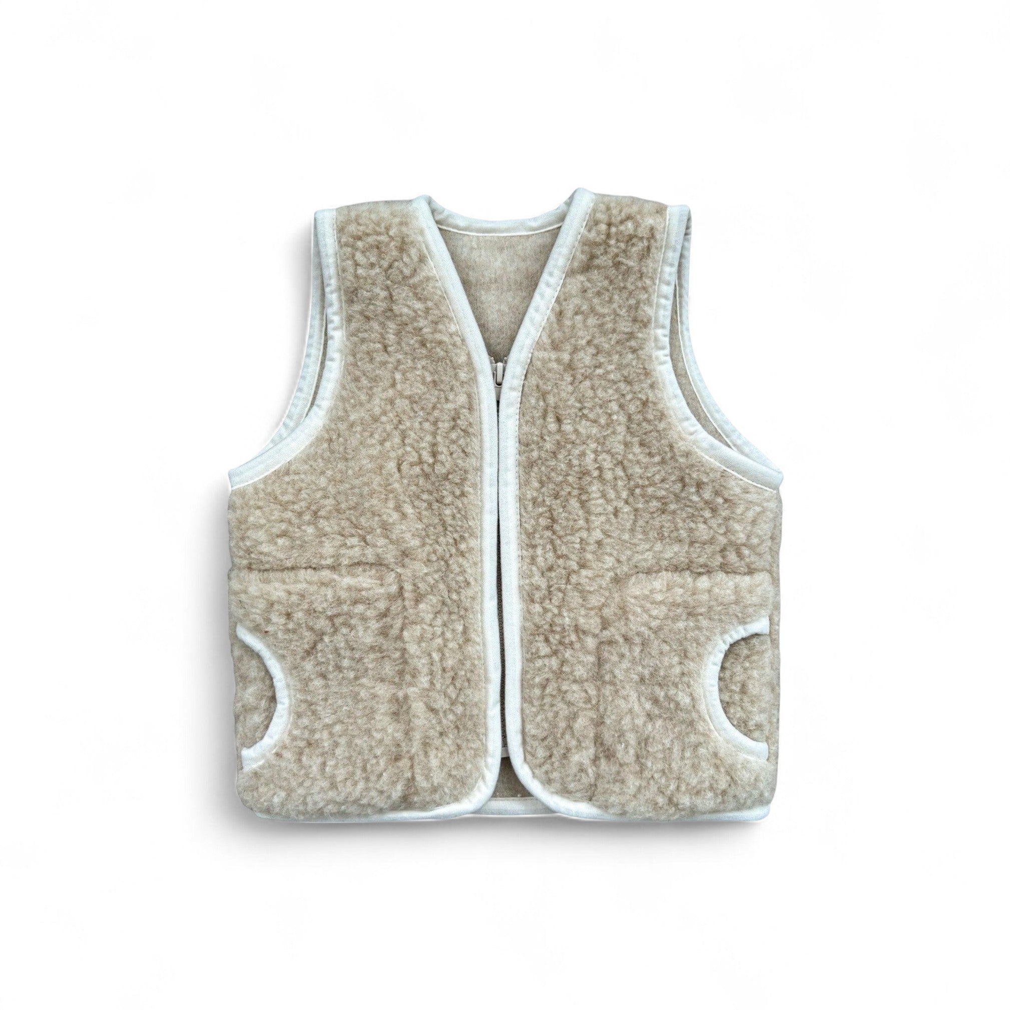 Merinoweste für Kinder – Weich warm & hypoallergen Beige / 1-3 Jahre Weste