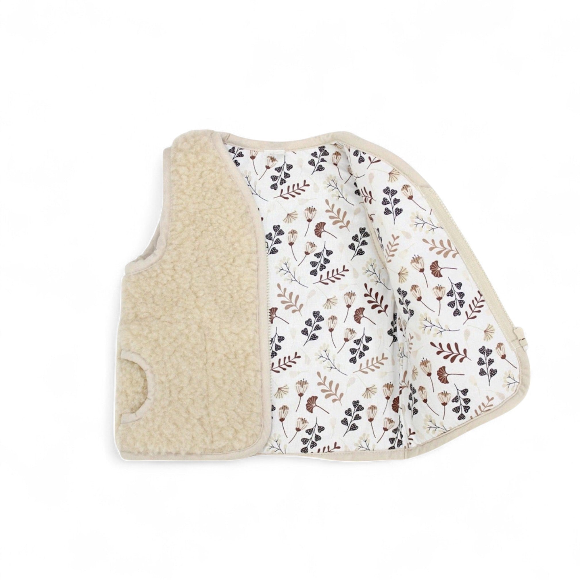 Merinoweste Muster für Kinder – atmungsaktiv & hautverträglich - Beige / 1-3 Jahre - Weste