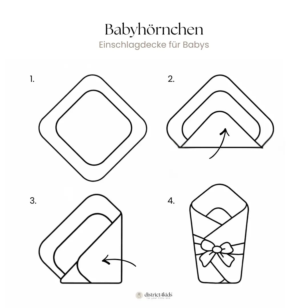 Babyhörnchen Musselin mit Schleife – Kuschelige Puckdecke & Einschlagdecke District for Kids