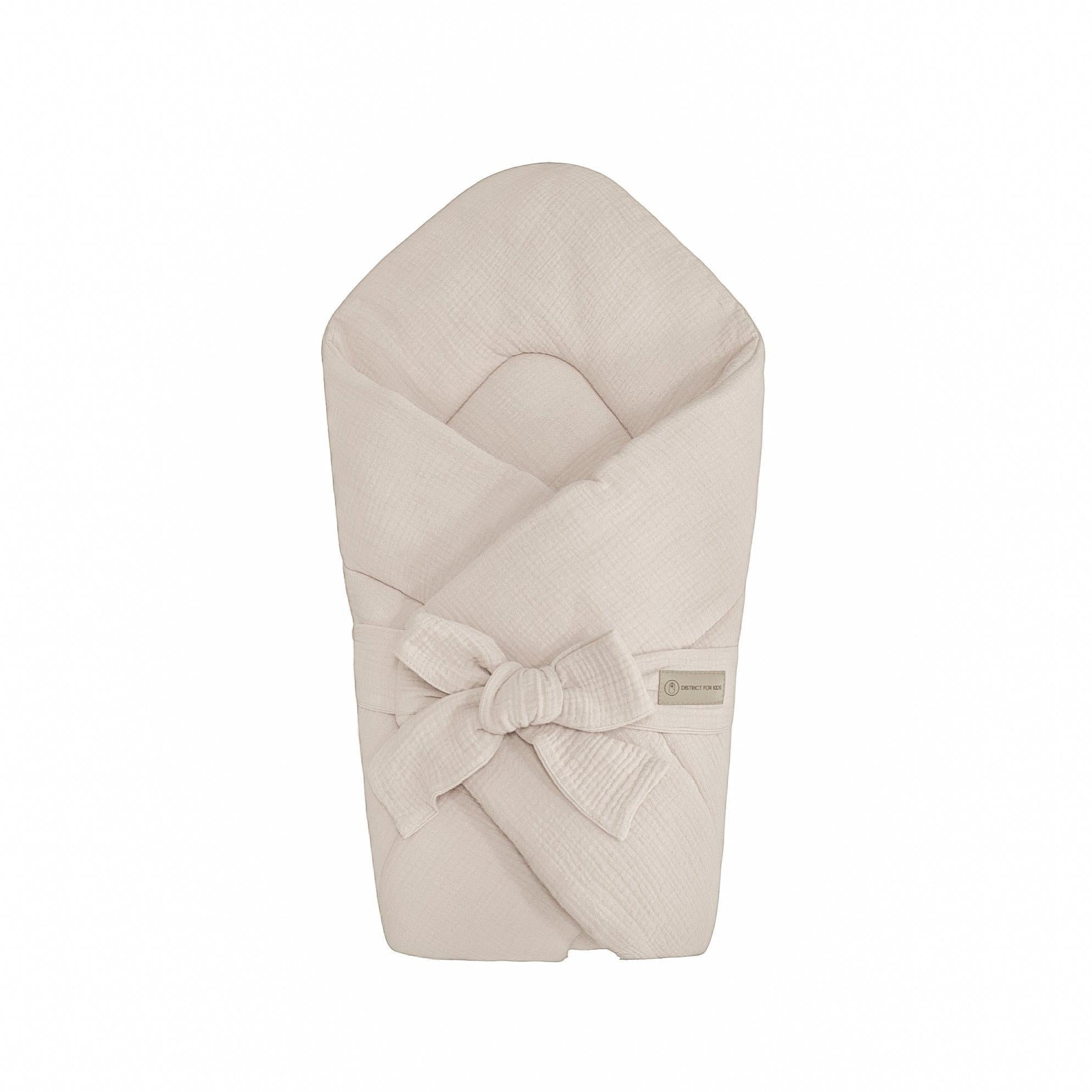 Babyhörnchen Musselin mit Schleife – Kuschelige Puckdecke & Einschlagdecke-Babyhörnchen-District for Kids-Beige-2.5 TOG-District for Kids