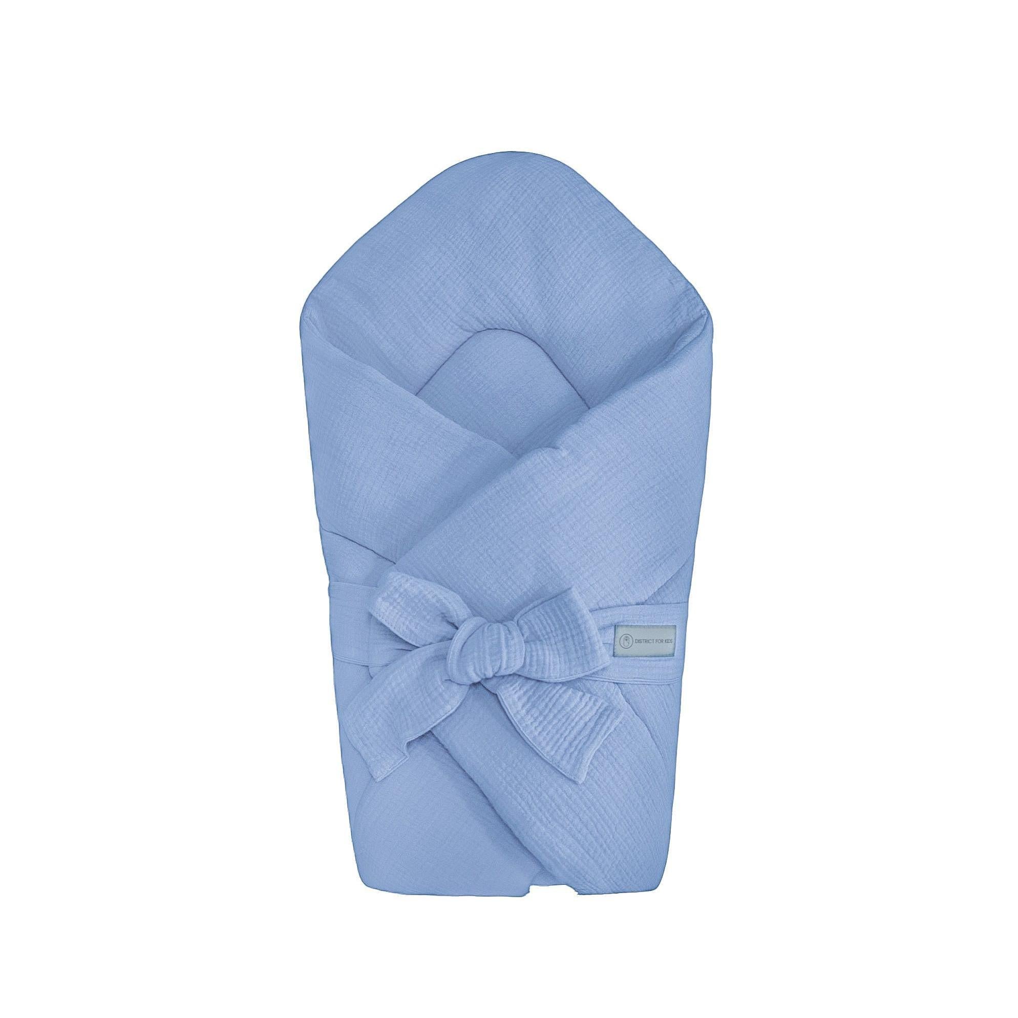 Babyhörnchen Musselin mit Schleife – Kuschelige Puckdecke & Einschlagdecke-Babyhörnchen-District for Kids-Blau-2.5 TOG-District for Kids