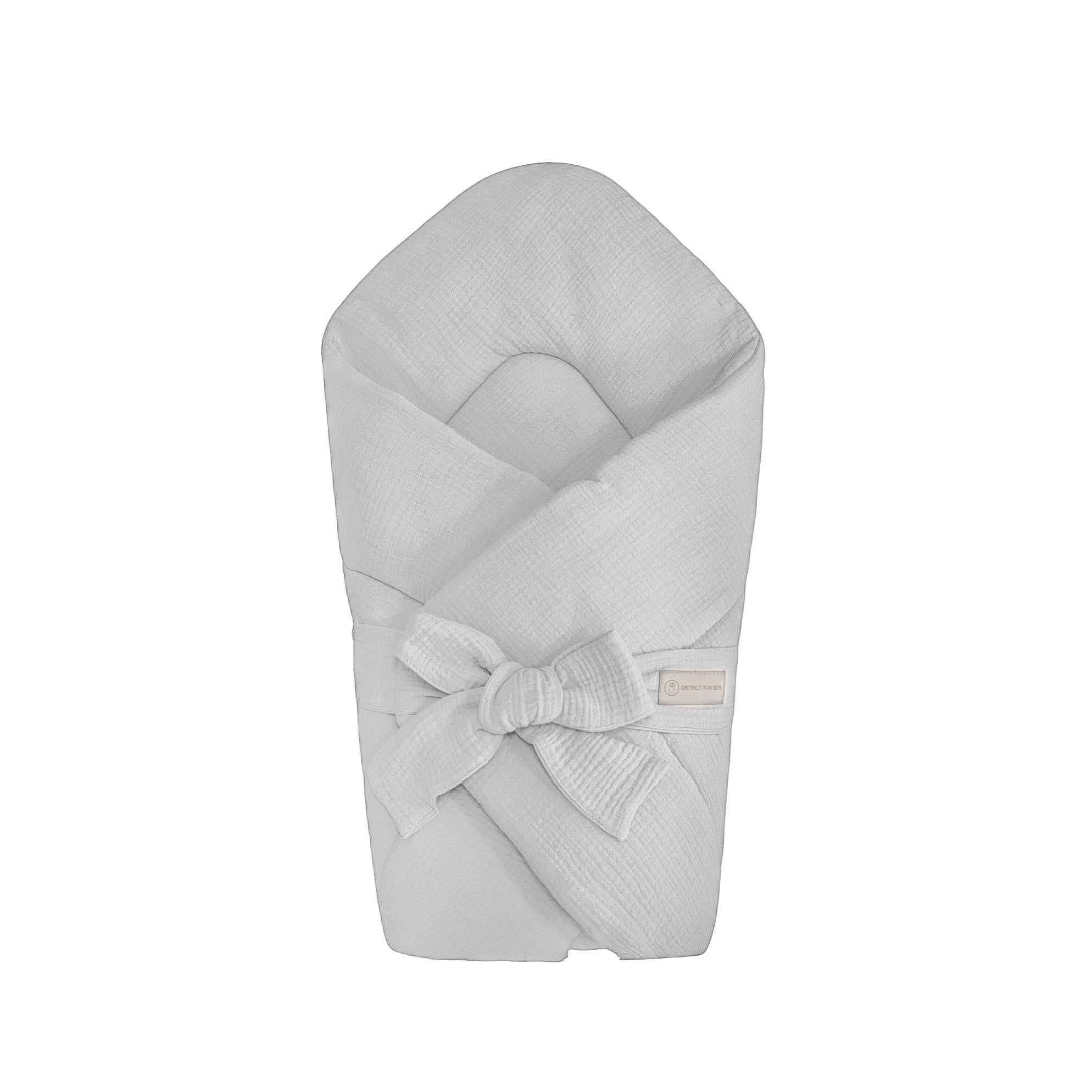 Babyhörnchen Musselin mit Schleife – Kuschelige Puckdecke & Einschlagdecke-Babyhörnchen-District for Kids-Grau-2.5 TOG-District for Kids