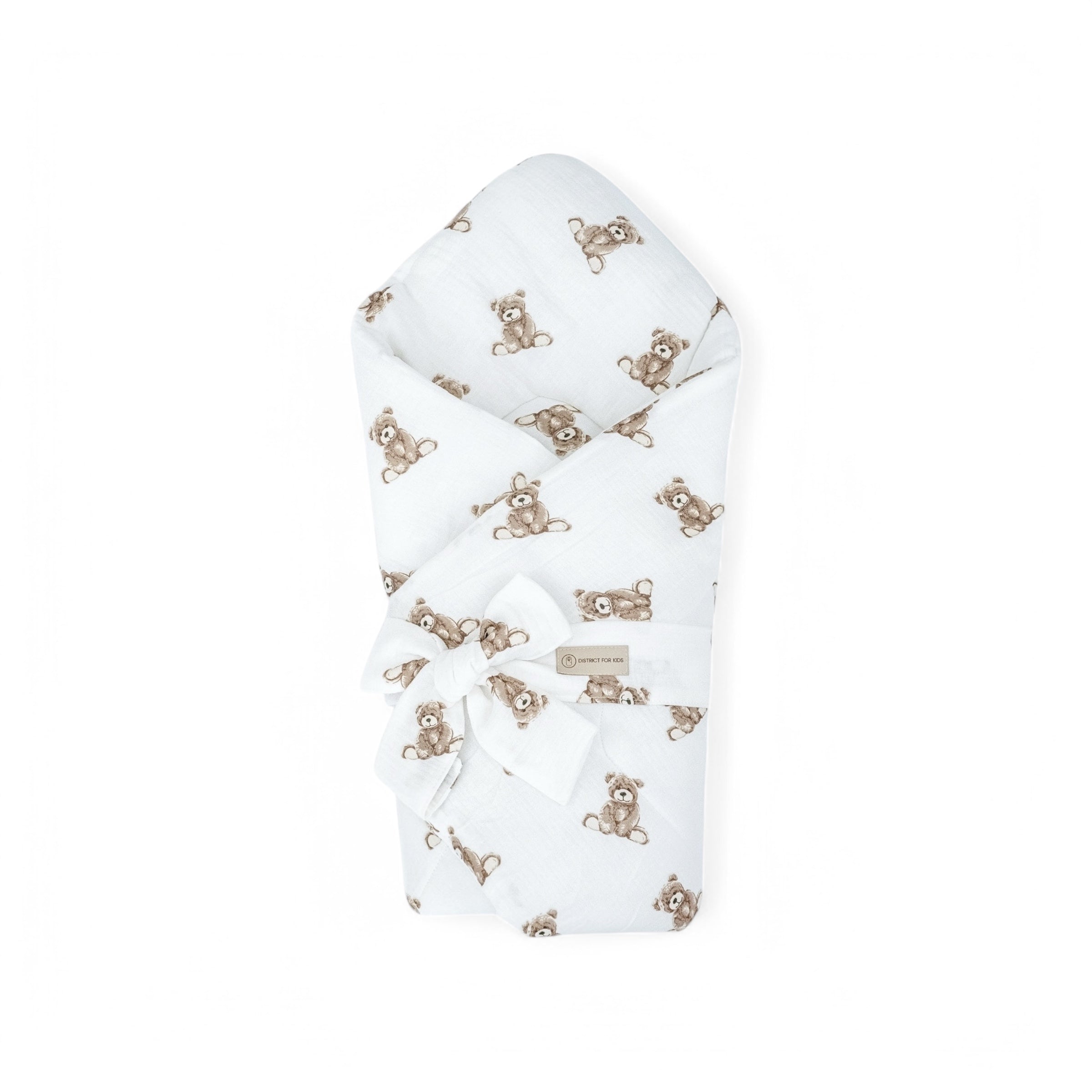 Babyhörnchen Musselin mit Schleife – Puckdecke & Einschlagdecke Muster Teddybär-Babyhörnchen-District for Kids-2.5 TOG-District for Kids