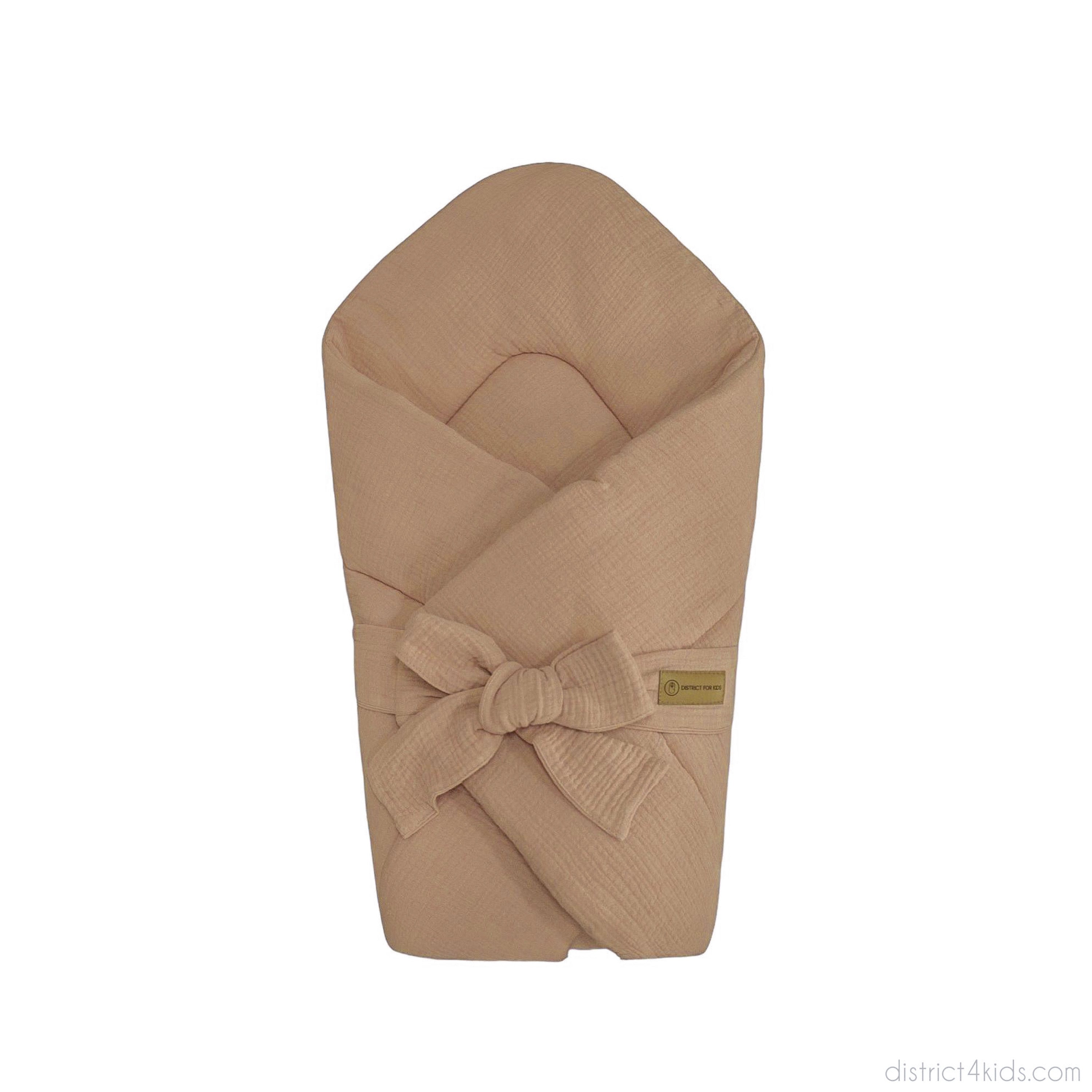 Babyhörnchen Musselin mit Schleife – Kuschelige Puckdecke & Einschlagdecke - Braun / 2.5 TOG - Babyhörnchen