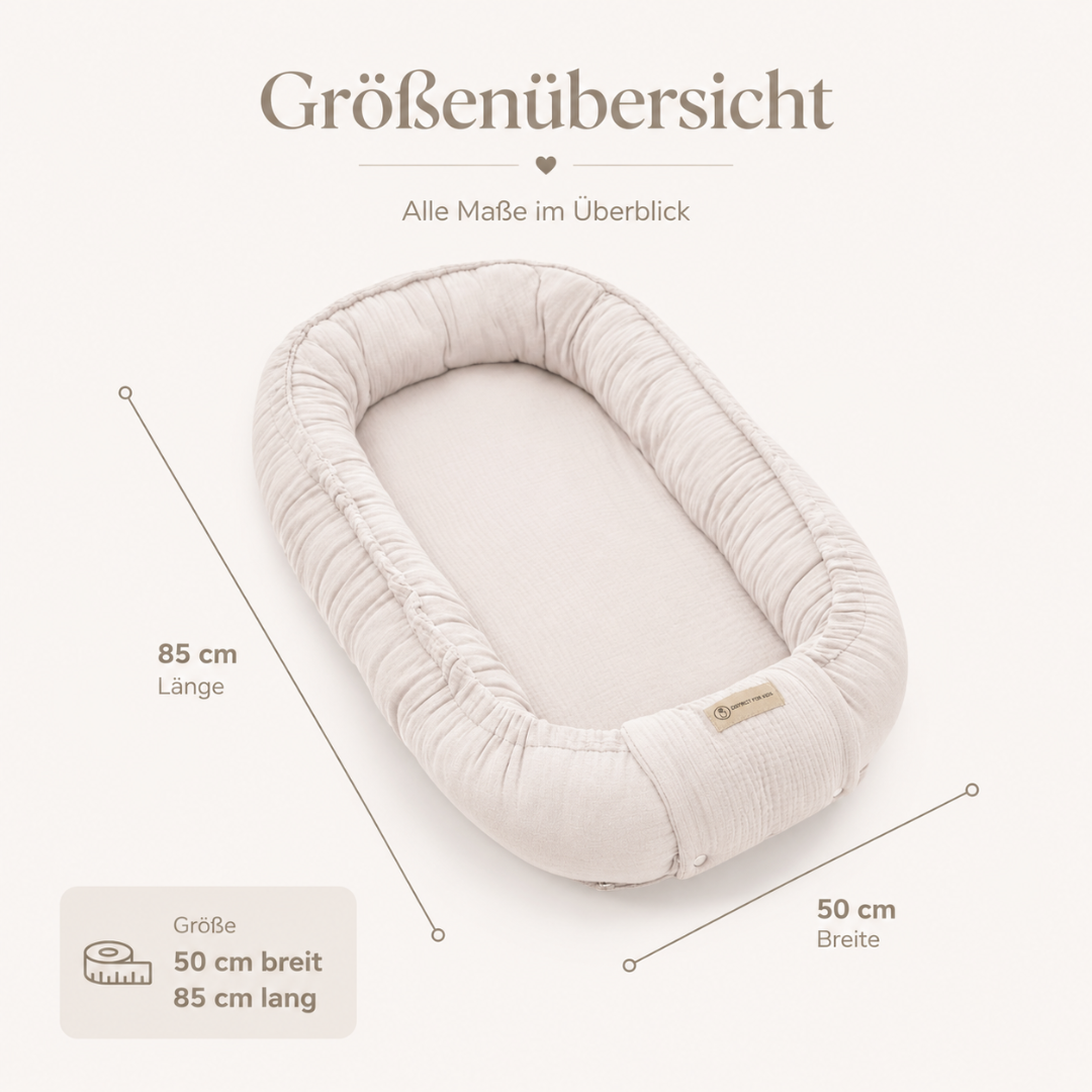 Babynest aus Musselin – Weicher mitwachsender Baby Kokon | Braun District for Kids