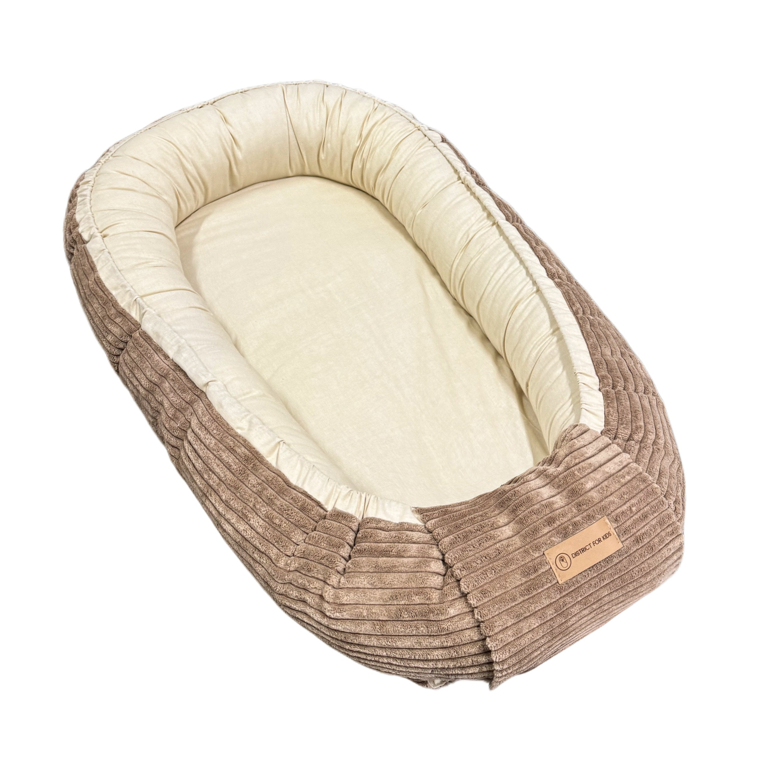 Babynestchen Cord – Mitwachsender Baby-Kokon, beidseitig verwendbar & kuschelig weich-Babynestchen-District for Kids-Beige-District for Kids
