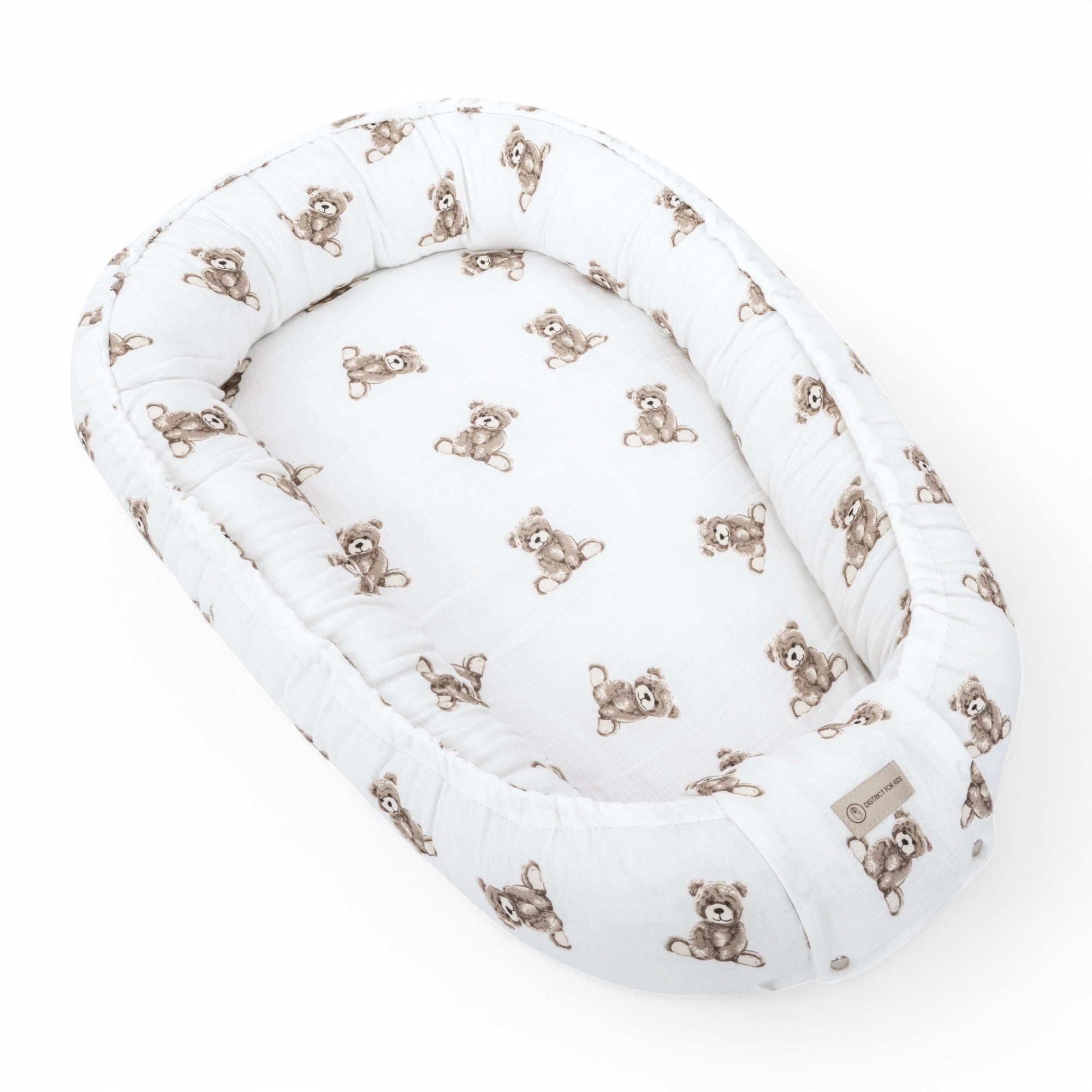 Babynestchen Musselin – Weicher Baby-Kokon | Muster Teddybär-Babynestchen-District for Kids-District for Kids