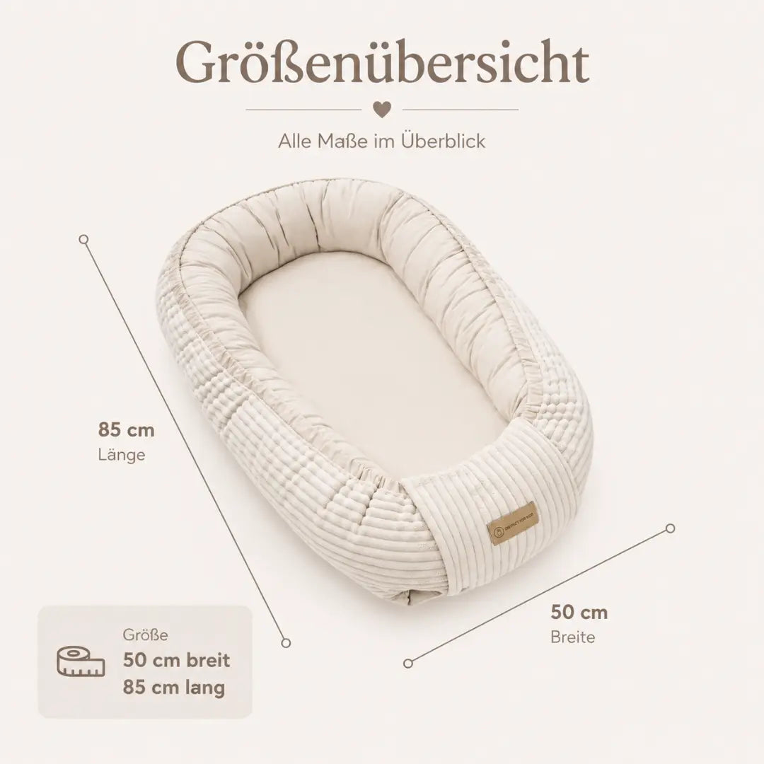 Babynest aus Cord – Mitwachsender weicher Baby-Kokon | Braun District for Kids