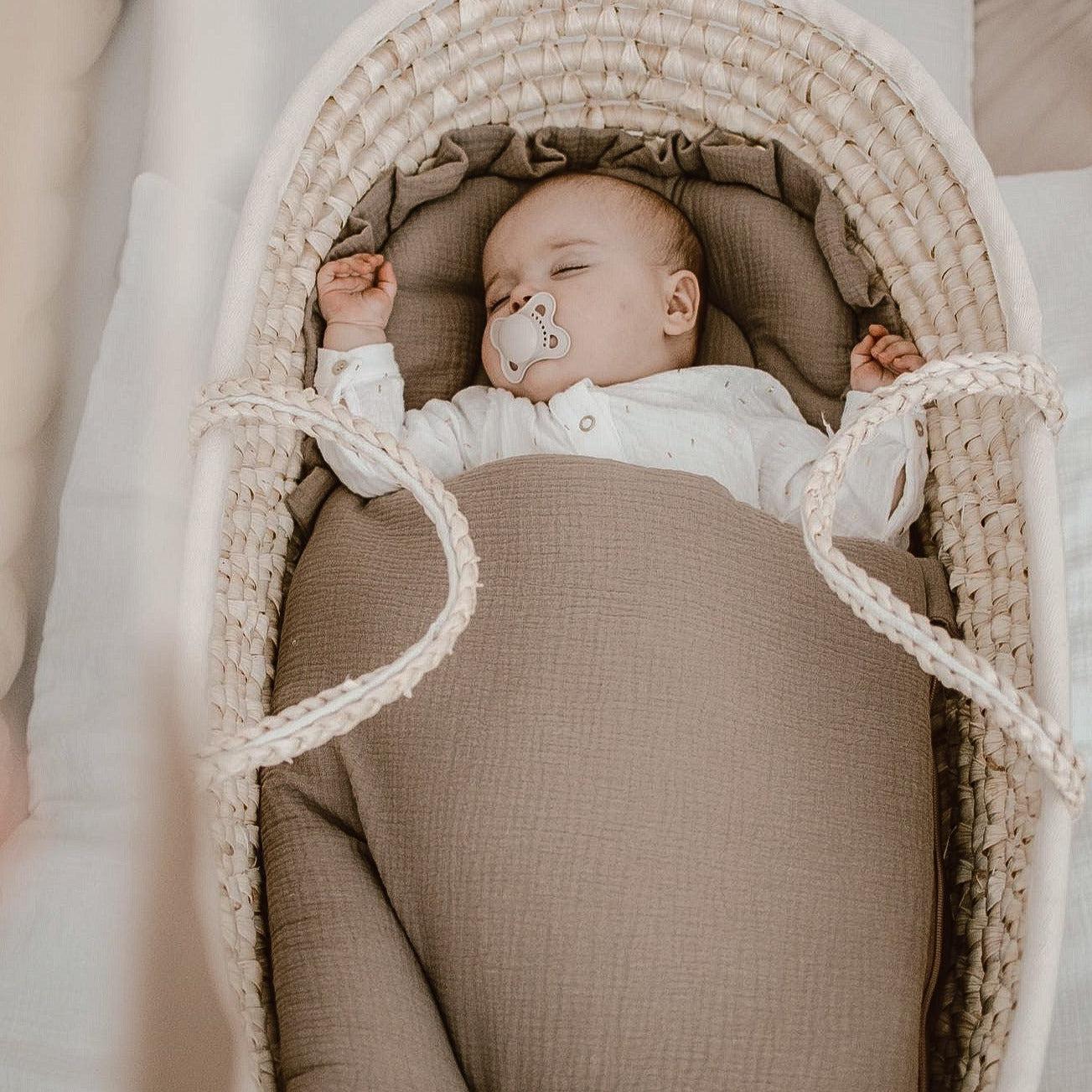 Babyschlafsack Musselin Dreamy– Atmungsaktiver & kuscheliger Ganzjahresschlafsack 2.5 TOG-Babyschlafsack-District for Kids-Beige-75 cm-2.5 Wert-District for Kids