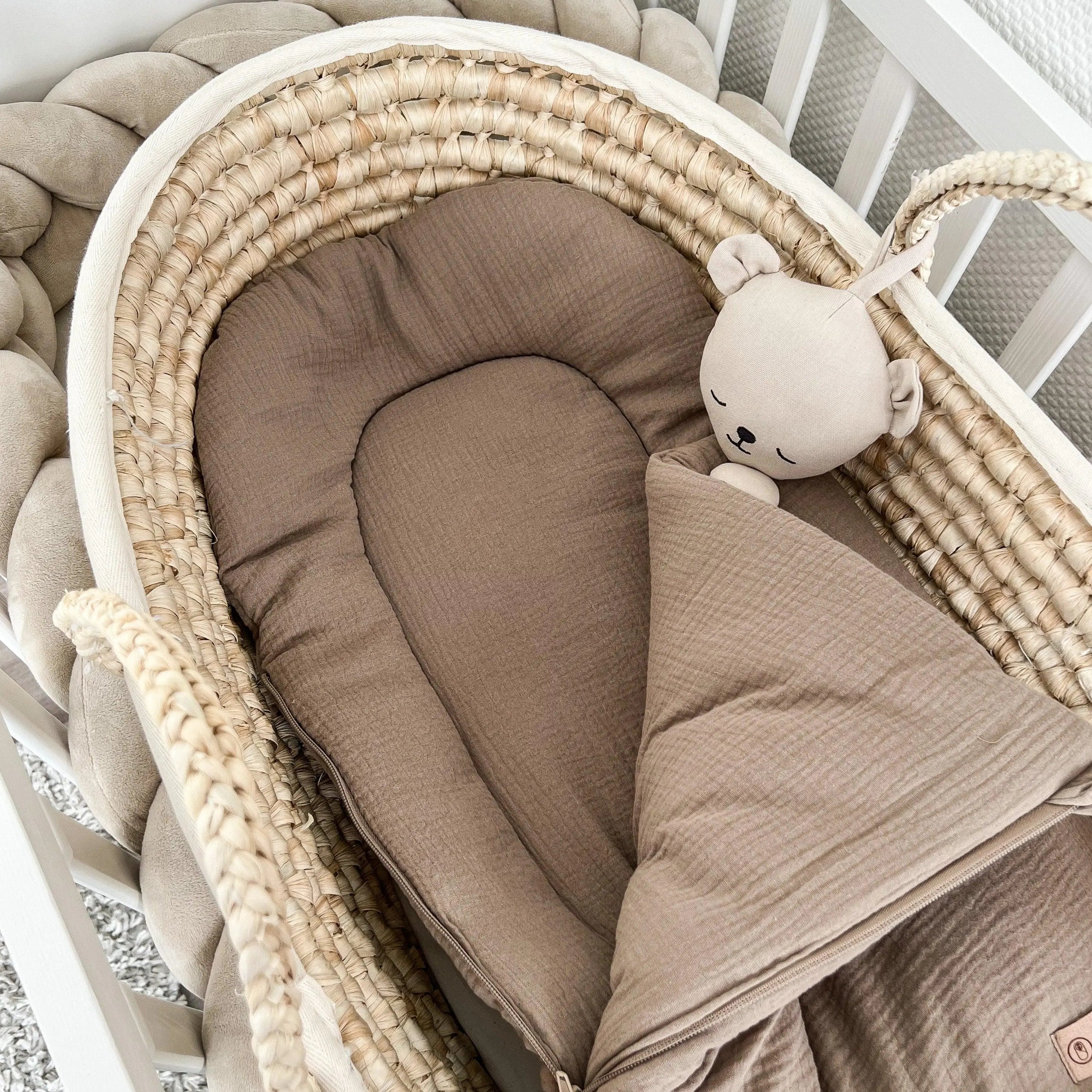 Babyschlafsack Musselin Sleepy – Atmungsaktiver & kuscheliger Ganzjahresschlafsack 2.5 TOG-Babyschlafsack-District for Kids-Beige-75 cm-2.5 Wert-District for Kids