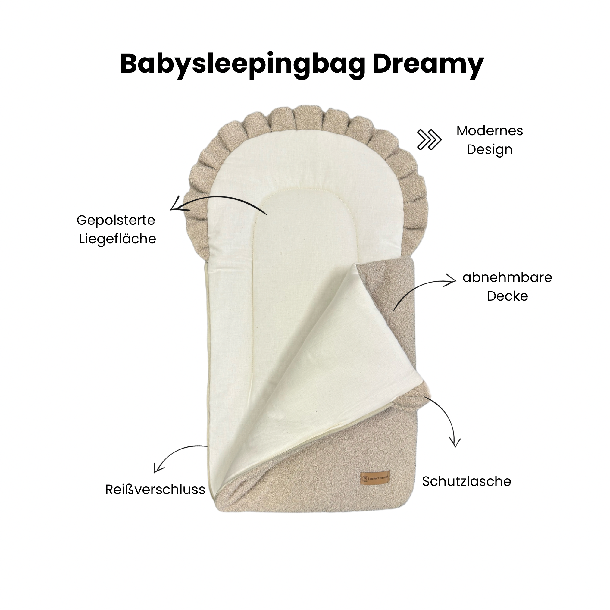 Babyschlafsack Teddy Boucle Dreamy | 2.5 TOG-Babyschlafsack-District for Kids-Creme-75 cm-2.5 Wert-District for Kids