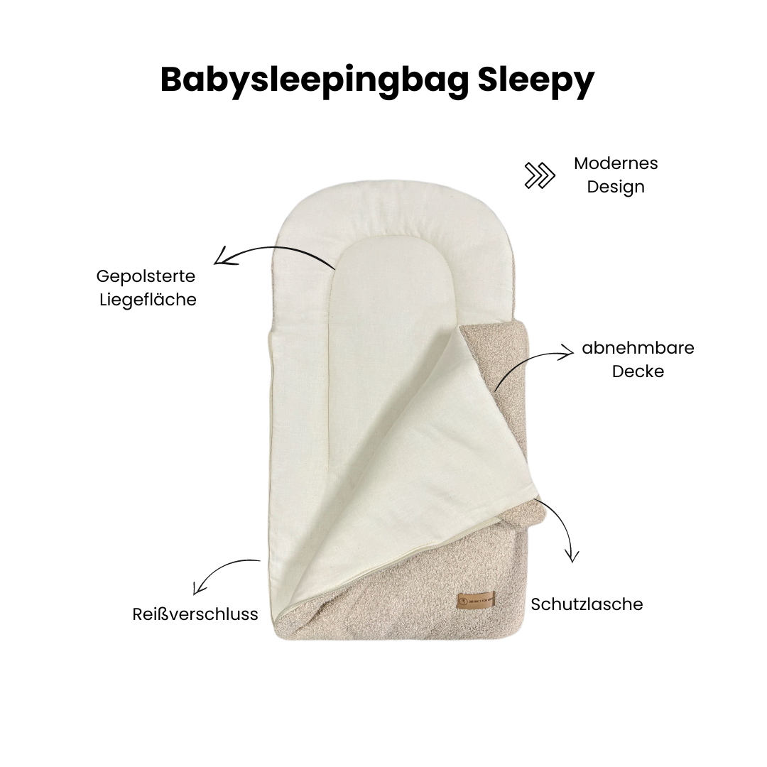 Babyschlafsack Teddystoff Boucle Sleepy | 2.5 TOG-Babyschlafsack-District for Kids-Creme-75 cm-2.5 Wert-District for Kids