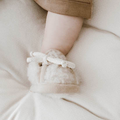 Babyschuhe Merinowolle Wollwalk | 0-1 Jahr | Beige-Babyschuhe-District for Kids-0-6 Monate-District for Kids