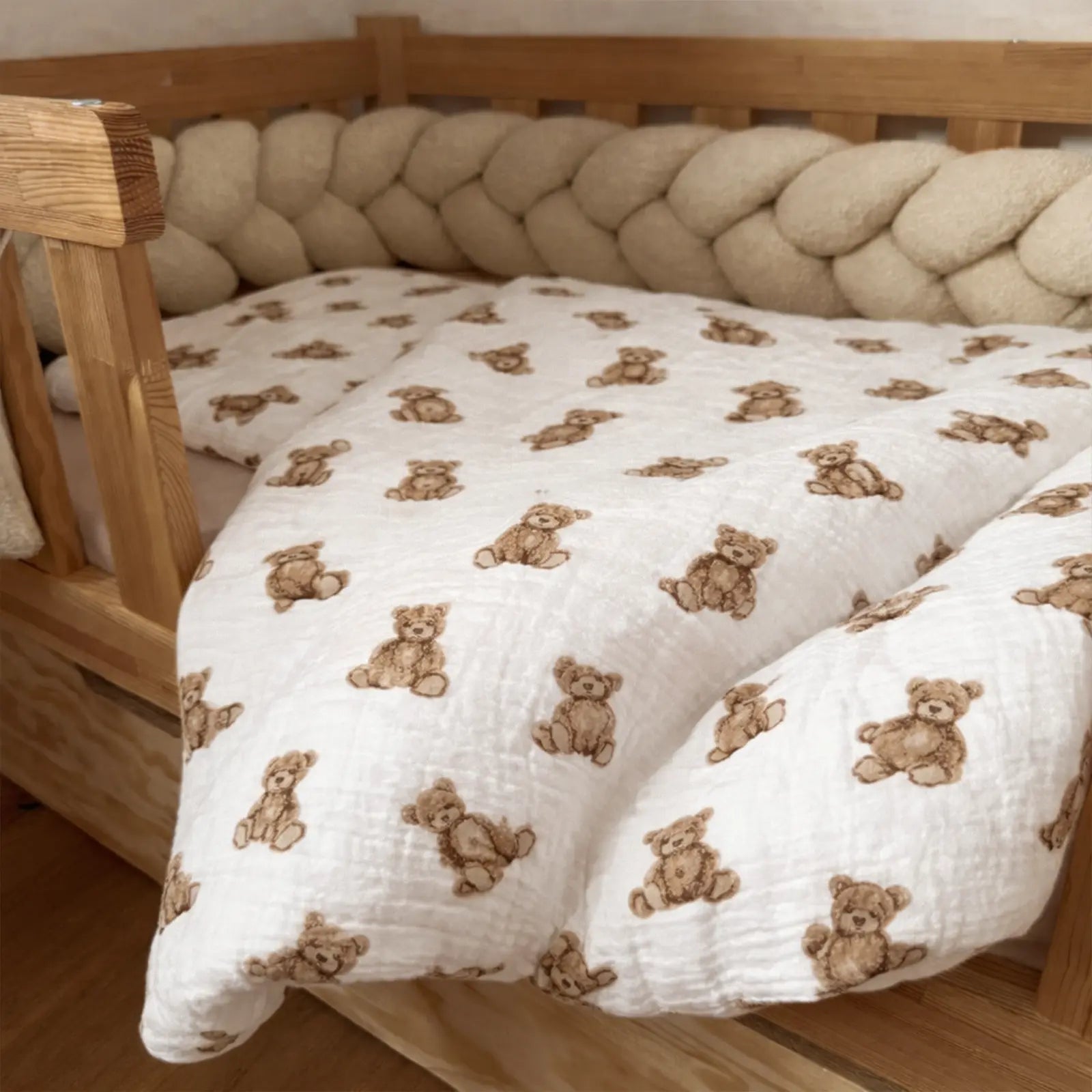 Bettwäsche gebrauchsfertig Musselin Teddybär – Weich & Atmungsaktiv District for Kids