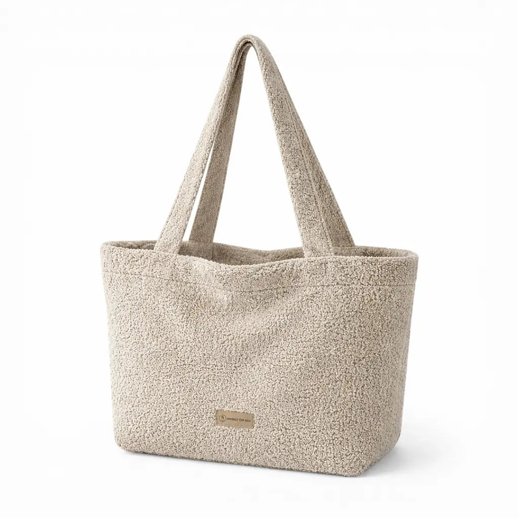 Shopper Mom Bag Bouclé Teddystoff- Ideal für den Alltag, Kinderwagen, Cross Shoulder District for Kids