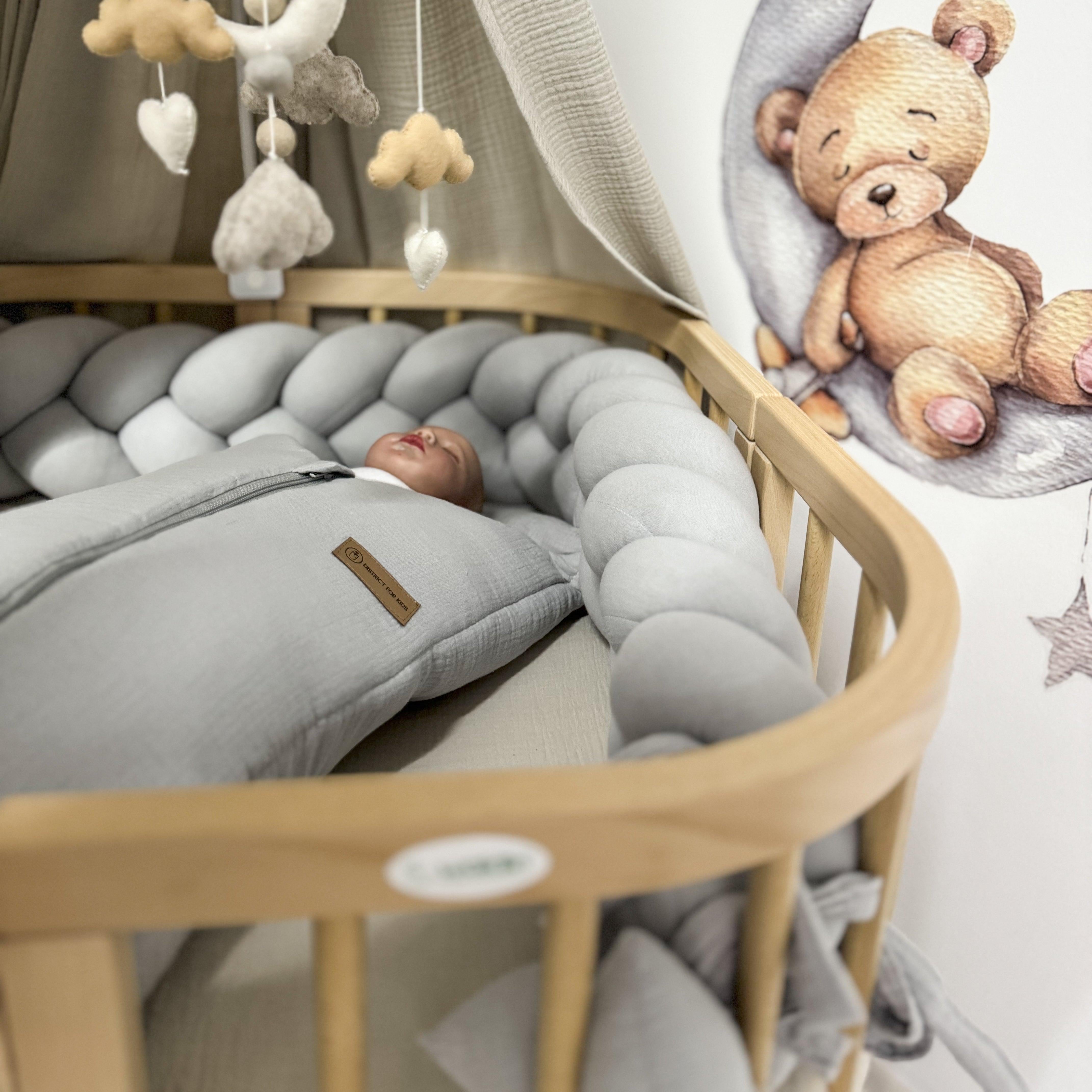 Bettschlange Musselin – Kuschelige Bettumrandung für Schutz, Geborgenheit & Komfort-Baby & Kleinkind-District for Kids-180 cm-Beige-District for Kids