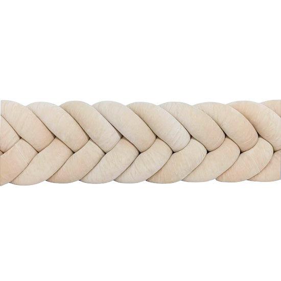 Bettschlange Velours Fischgräten-Design – Premium Schutz & Komfort für Babyschlaf-Bettumrandung-District for Kids-180 cm-Beige-District for Kids