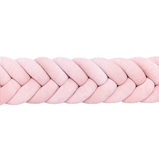 Bettschlange Velours Fischgräten-Design – Premium Schutz & Komfort für Babyschlaf-Bettumrandung-District for Kids-180 cm-Rosa-District for Kids